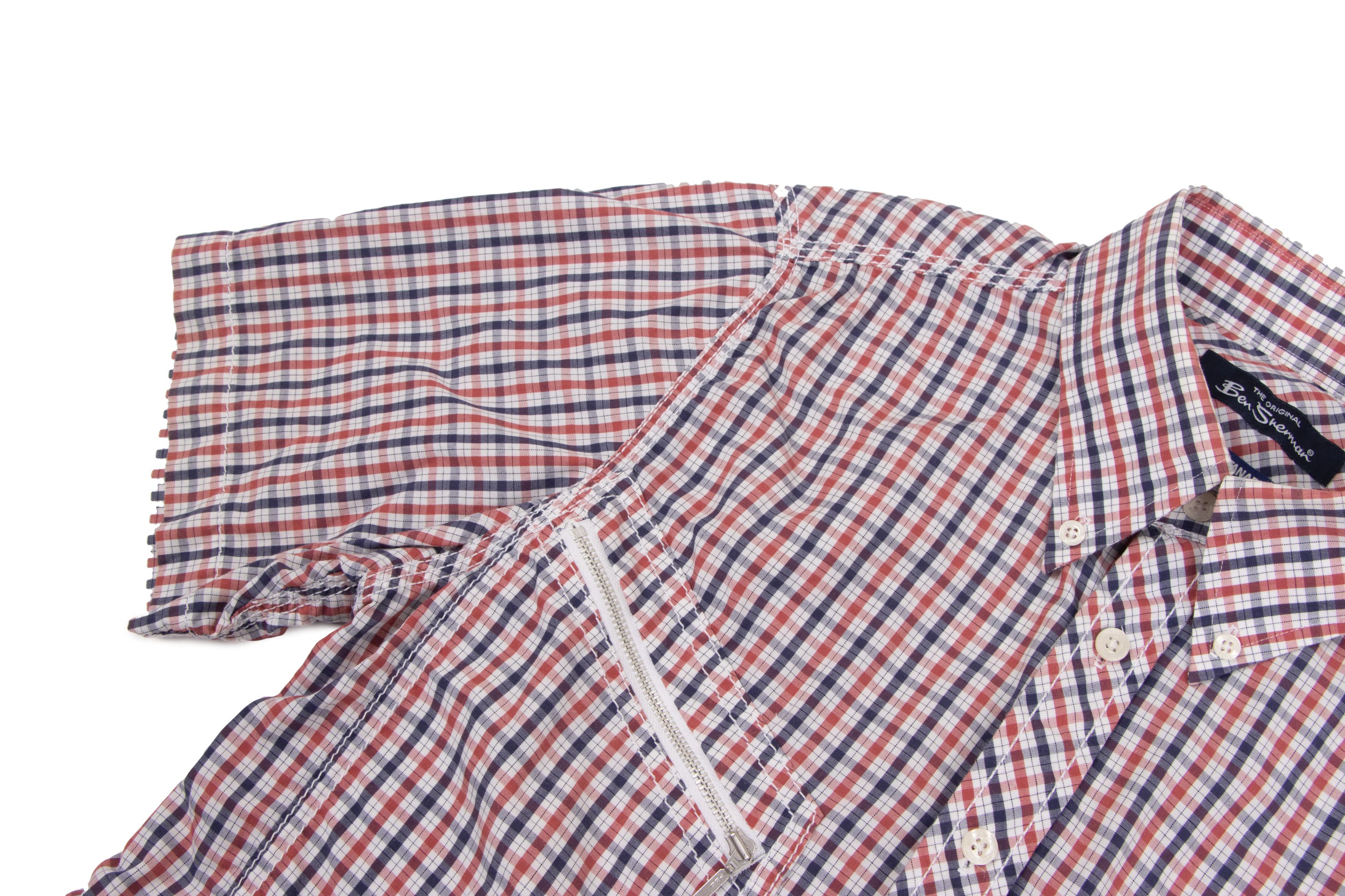 Junya Watanabe Zipper Pocket Puckering Check Short Sleeve Shirt Navy Red Size US S / EU 44-46 / 1 - 8 Thumbnail