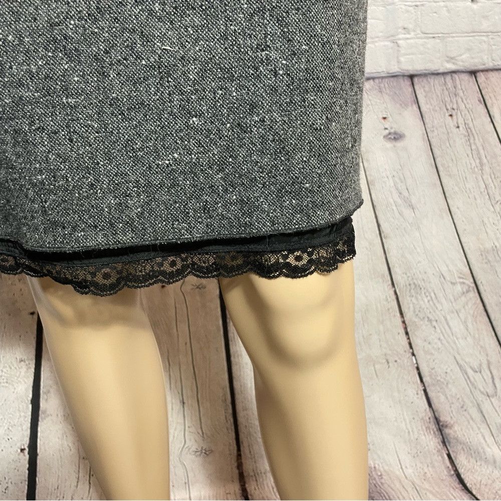 United Colors Of Benetton United Colors of Benetton Grey Wool Mini Skirt With Lace Tr Size 32" / US 10 / IT 46 - 2 Thumbnail