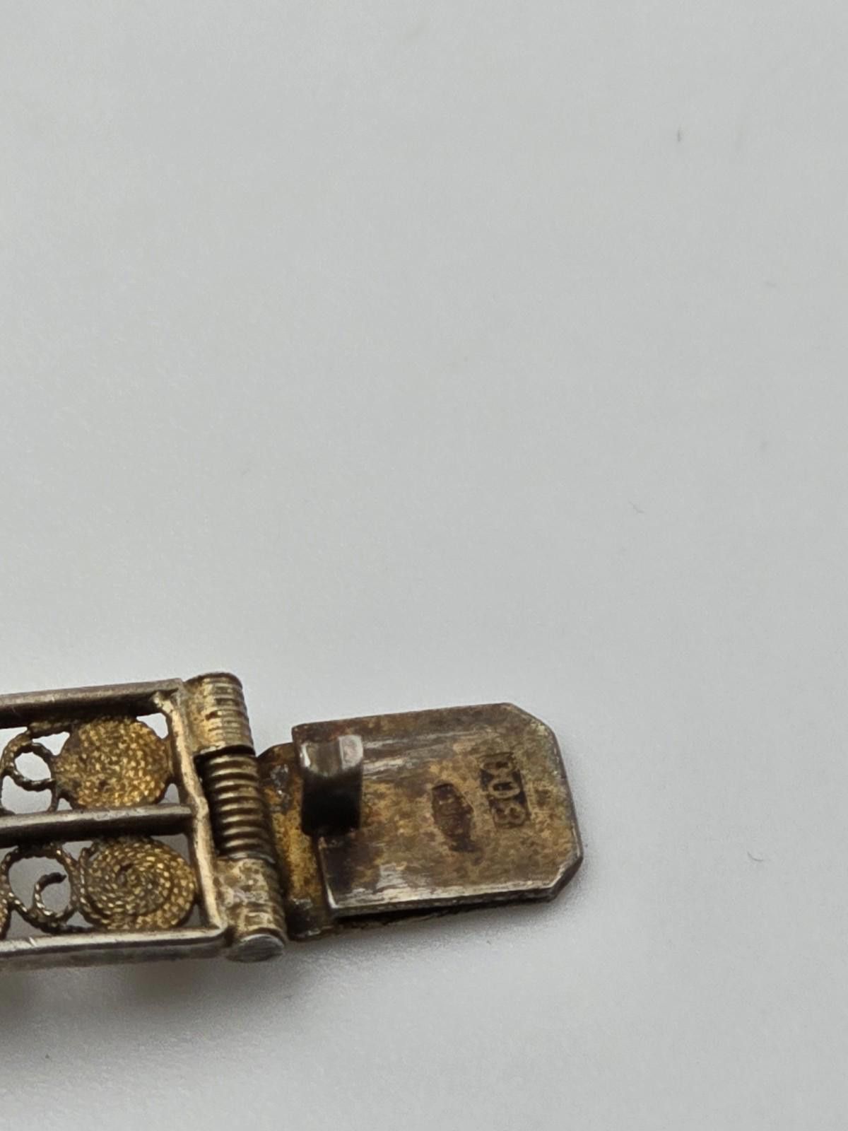 Other Antique Italian 800 Silver & Gold Filled Filigree Bracelet Size ONE SIZE - 5 Thumbnail