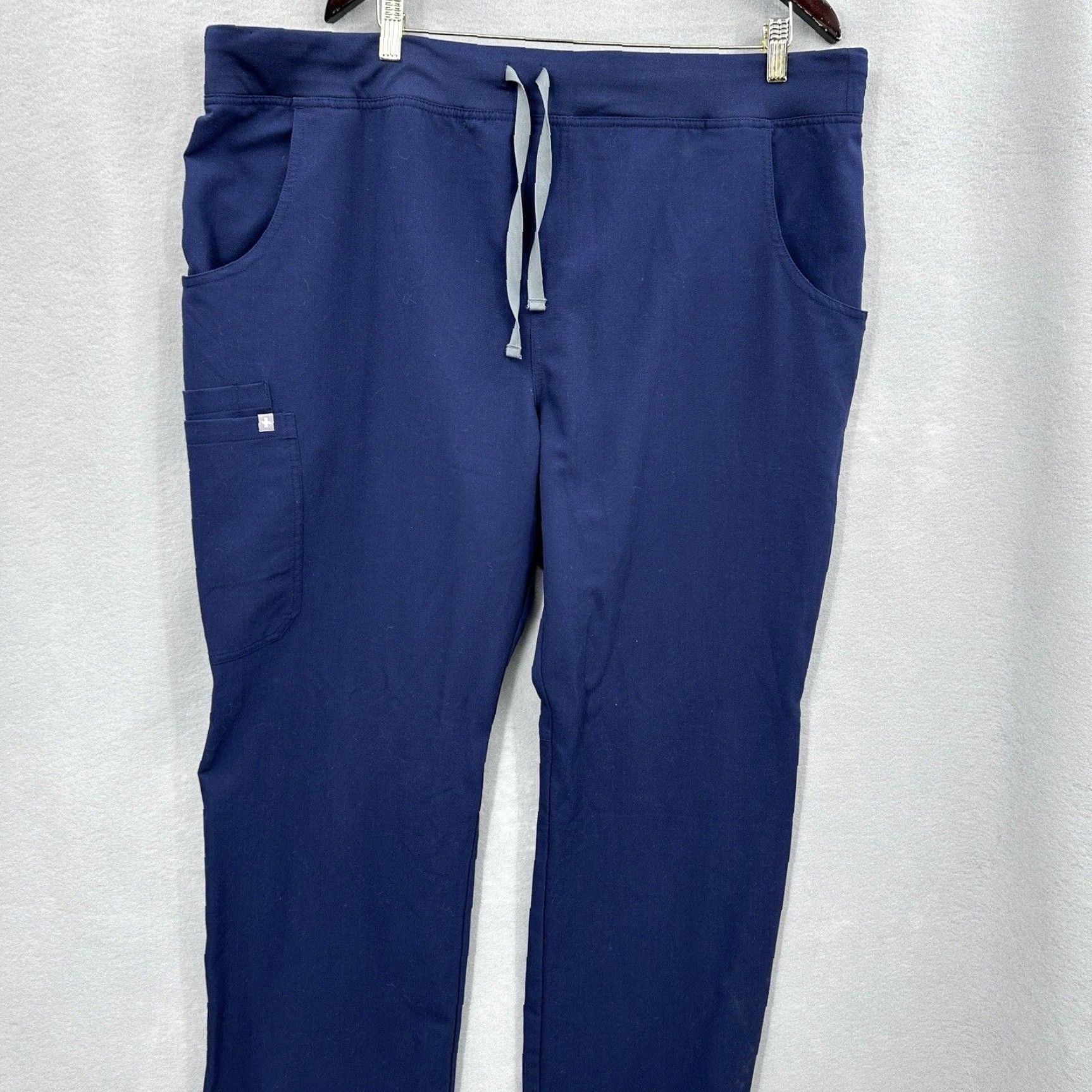 Vintage FIGS Kade Pants Womens 2XL Blue Cargo Elastic Waist Nurse Scrubs Size 40" / US 18 - 2 Thumbnail