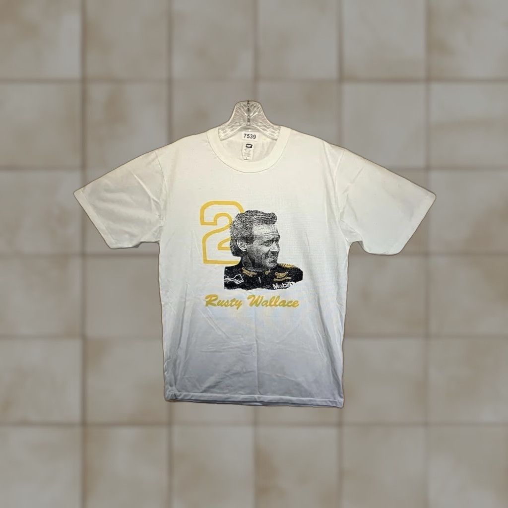 Rusty VINTAGE Rusty Wallace NASCAR T-Shirt Men Large White 90s Miller Genuine Draft Race Fan Size US L / EU 52-54 / 3 - 1 Thumbnail