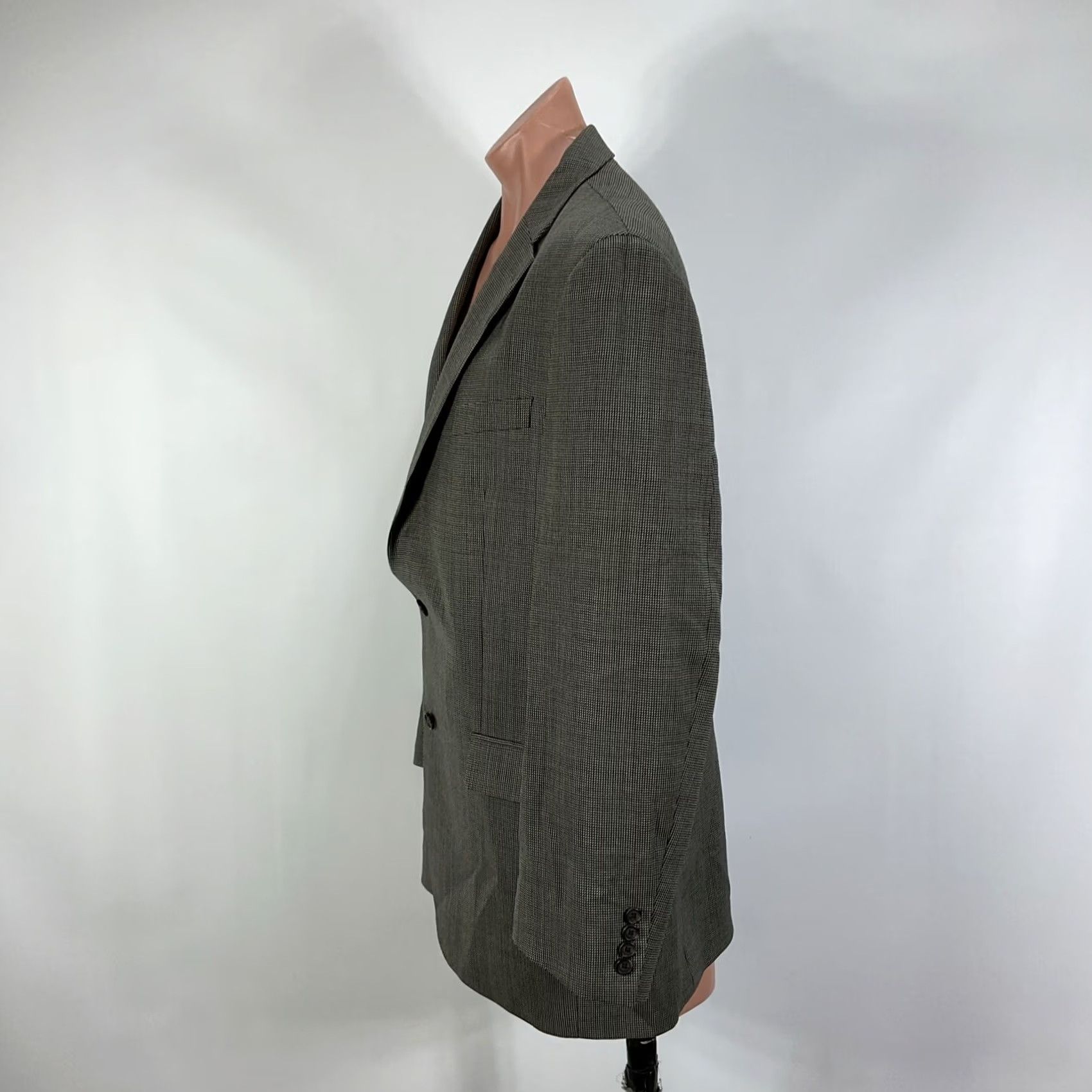 Ralph Lauren VINTAGE Lauren Ralph Lauren LRL Blazer Mens 50L Houndstooth Gray Wool Tweed Sport Coat Two-Button Notch Lapel Long Jacket Coat Mens Regular Big & Tall Size 50R - 7 Thumbnail