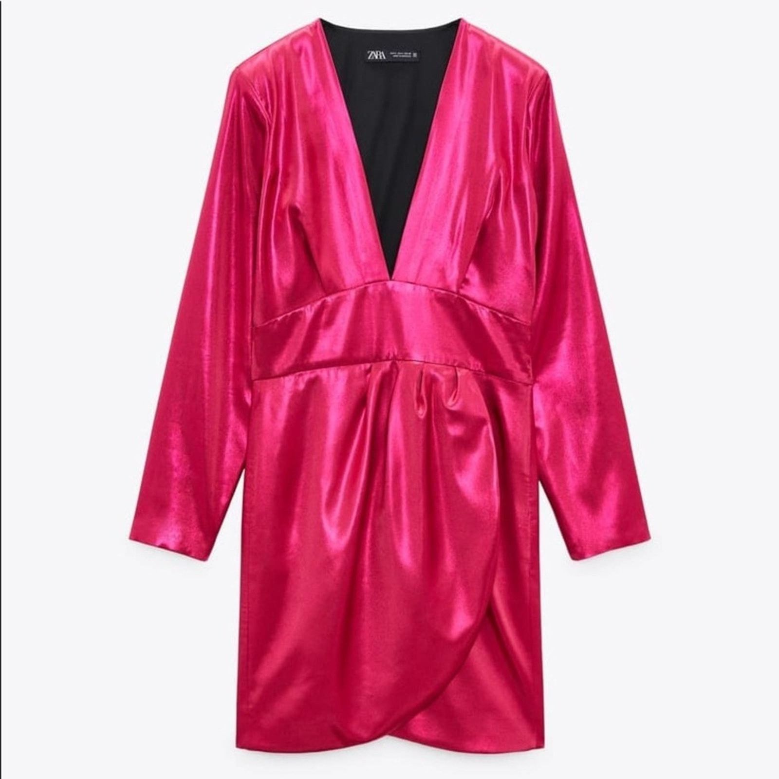 Zara ZARA BLOGGER FAVORITE LAMINATED MINI DRESS FUCHSIA Size M / US 6-8 / IT 42-44 - 10 Thumbnail