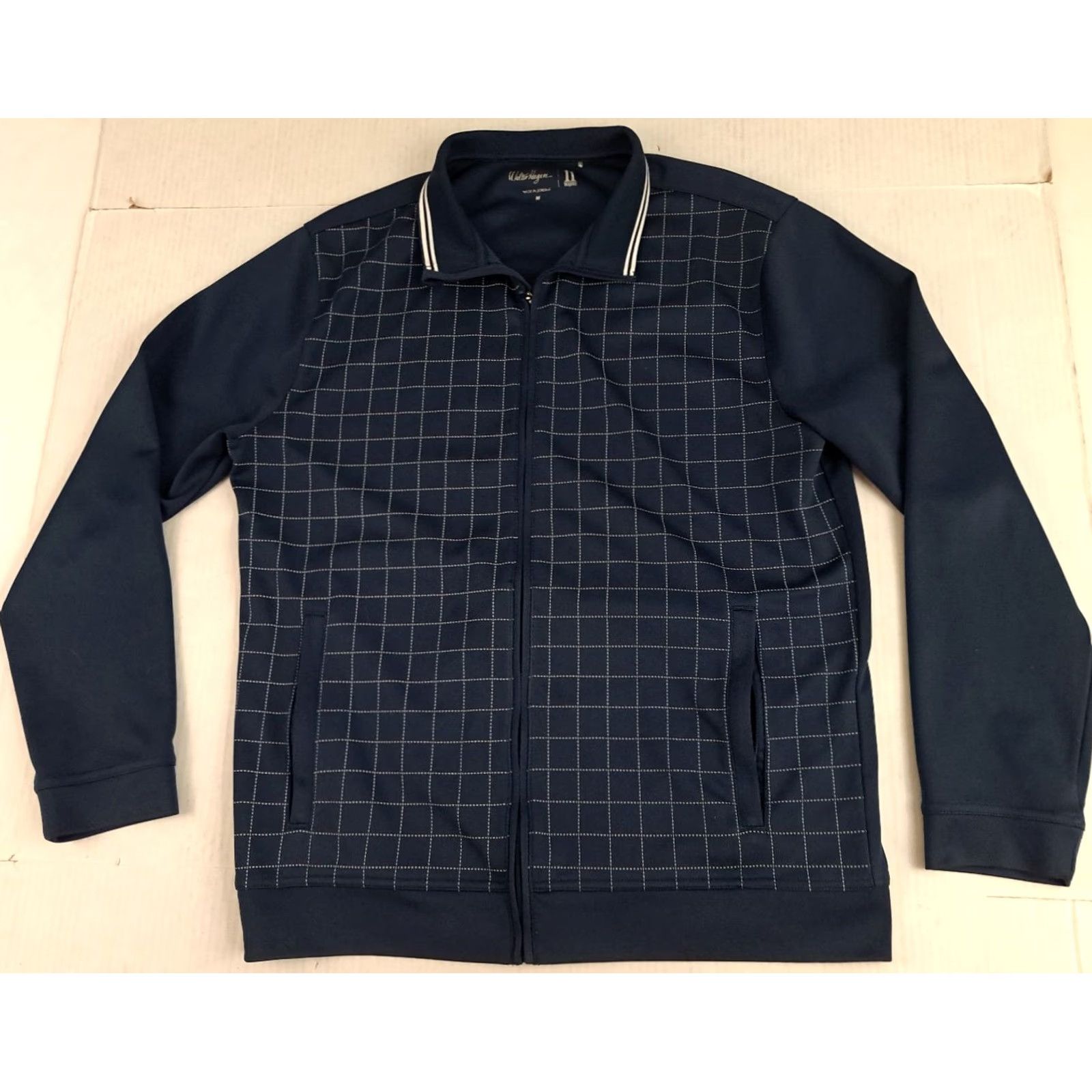 Vintage VINTAGE Walter Hagen Golf Jacket Windbreaker Full Zip Chex Navy Blue 27in 20in pit to pit M Mens Size US M / EU 48-50 / 2 - 3 Thumbnail