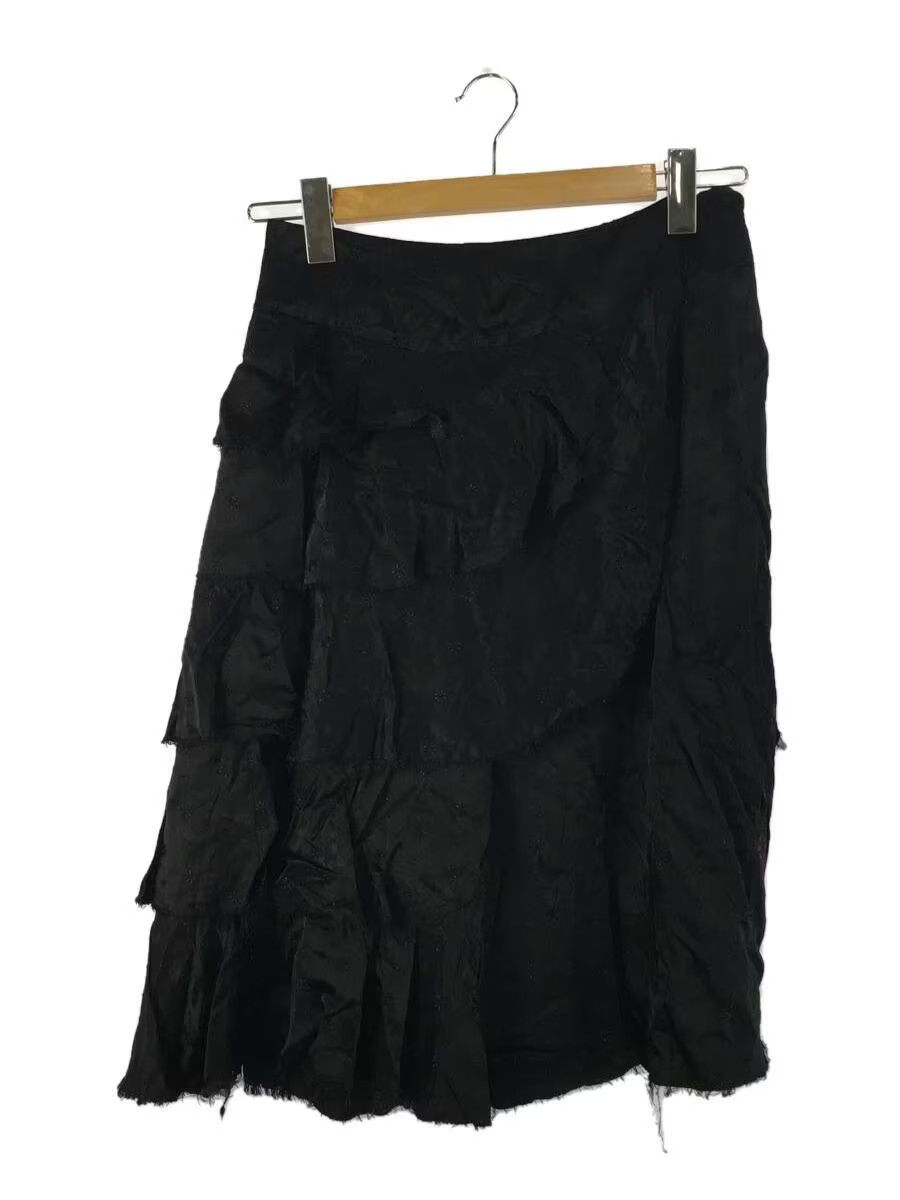 image of Comme Des Garcons Pleated Wrap Floral Skirt in Black, Women's (Size 26)