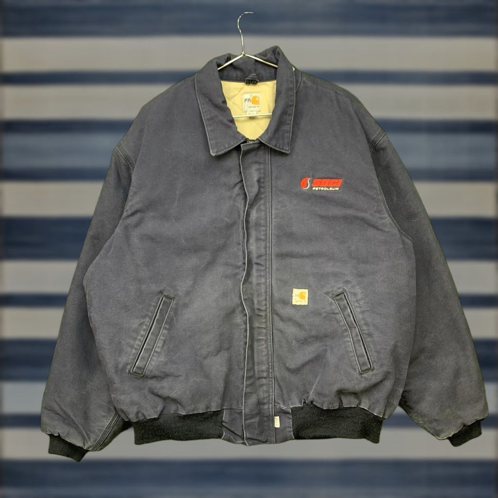 Carhartt VINTAGE Carhartt Jacket Mens 2XL Blue Flame Resistant Full Zip Workwear Lined Y2K FR Bomber Jacket All Seasons Pockets Regular Mens Concrete Size US XXL / EU 58 / 5 - 1 Thumbnail
