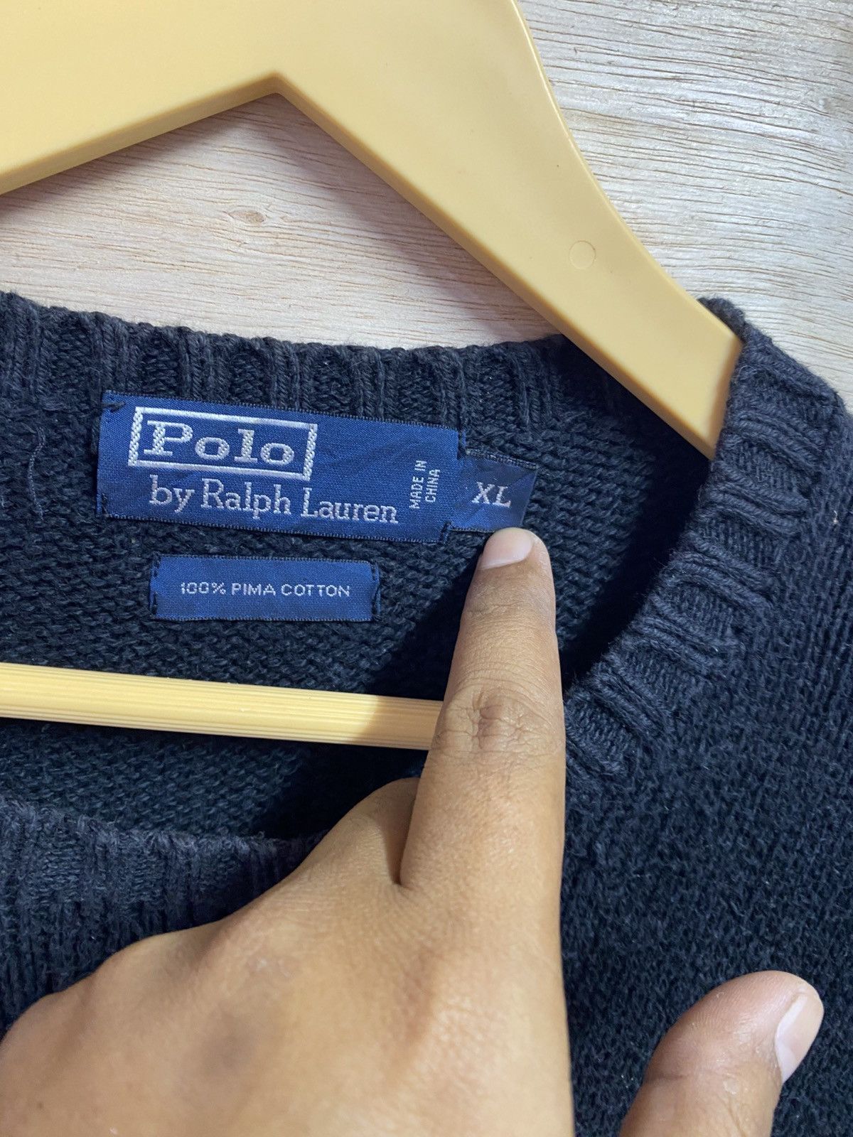 Polo Ralph Lauren vintage Polo Ralph Lauren crew neck knitwear in black cotton Size US XXL / EU 58 / 5 - 3 Thumbnail