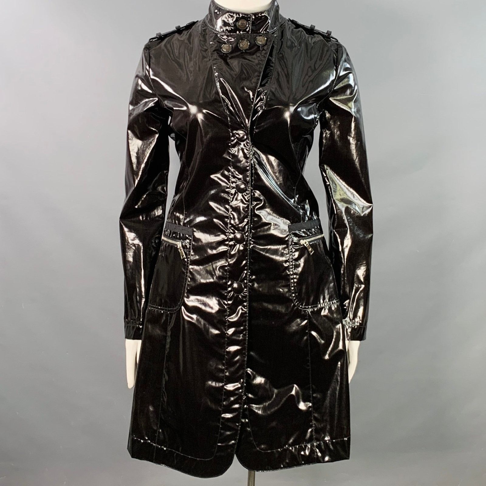 Emporio Armani Black Polyester Cotton Epaulets Zip Pockets Hidden Snaps Size XL / US 12-14 / IT 48-50 - 1 Thumbnail