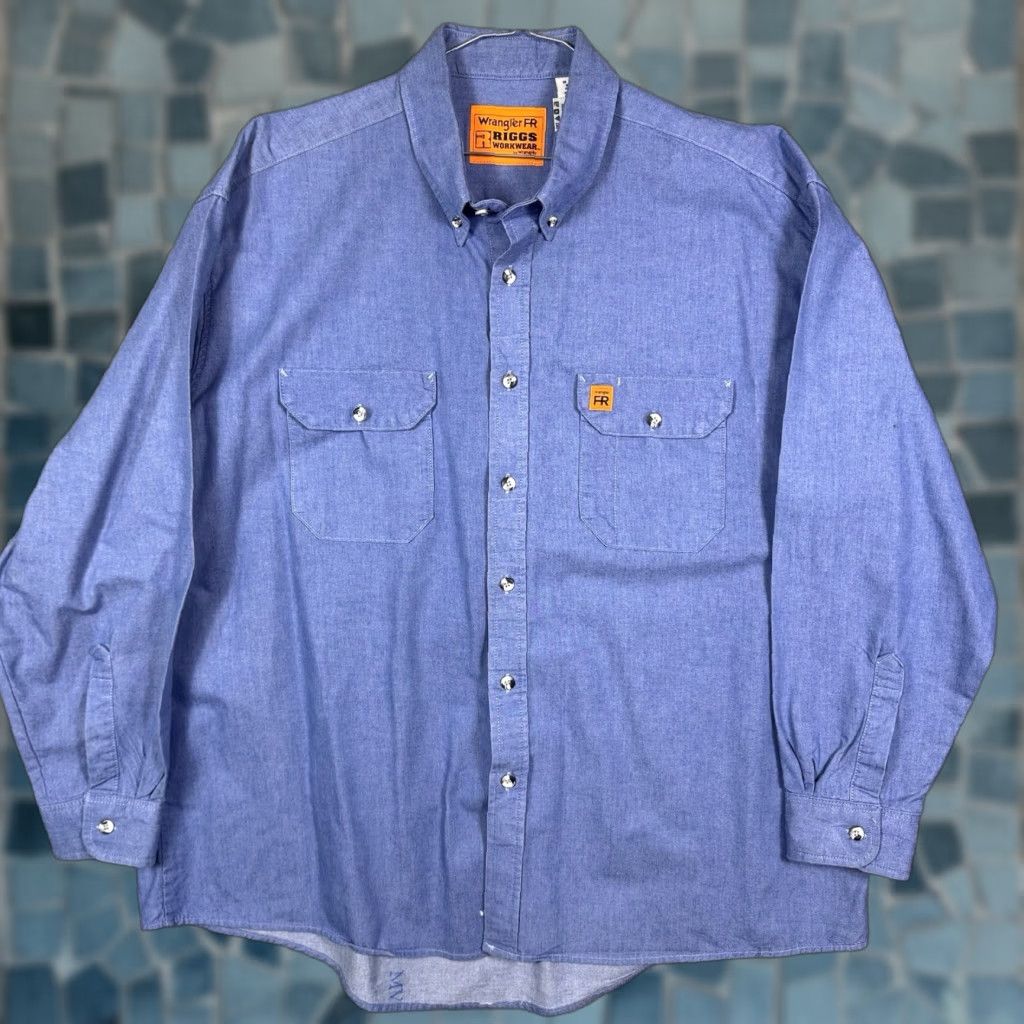 Wrangler Wrangler Shirt Mens 2XL Denim Canvas FR Riggs Workwear 8.1 ATPV HRC2 Utility Denim Canvas Utility Size US XXL / EU 58 / 5 - 1 Thumbnail