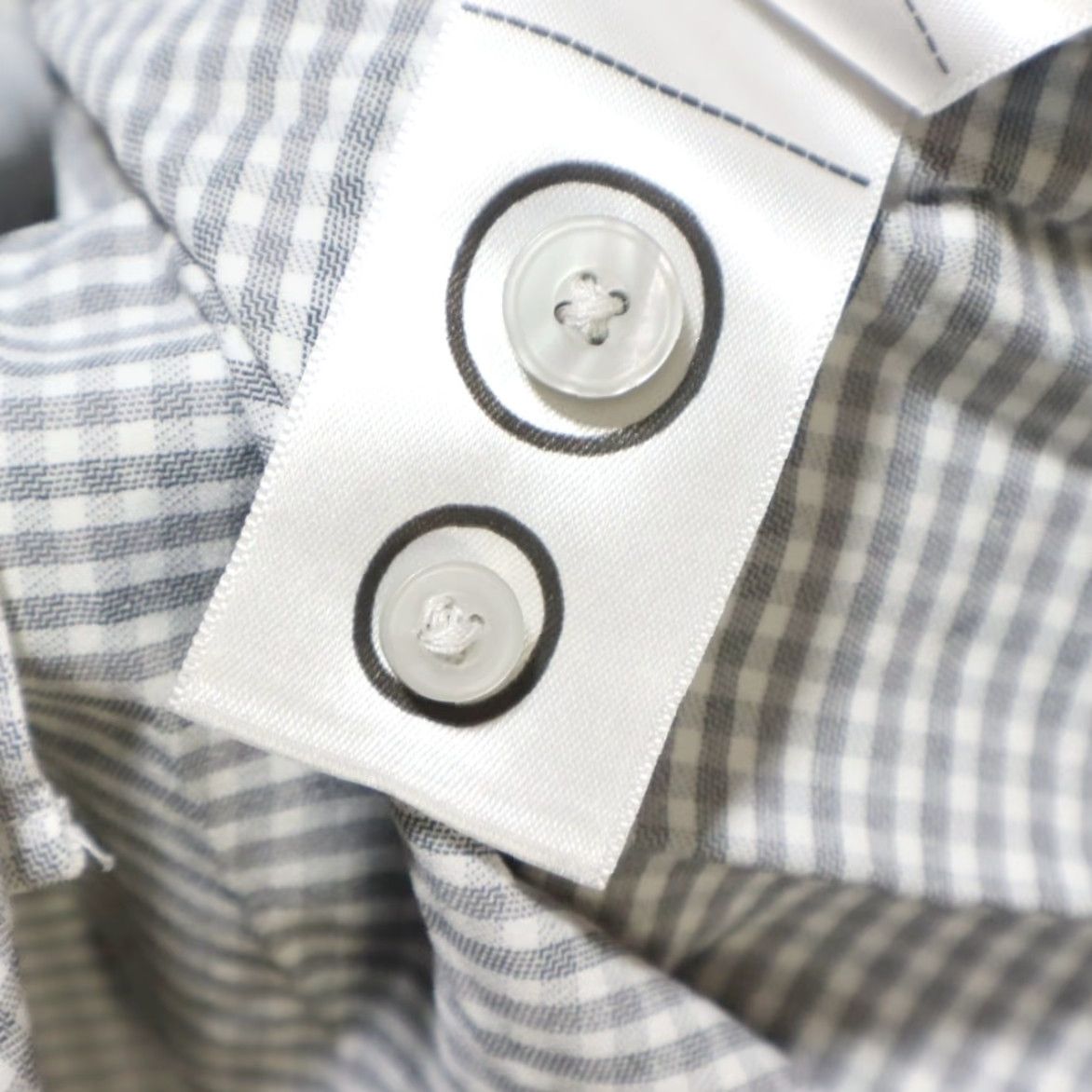 UNTUCKit Untuckit Maury Slim Fit Stretch Nylon Check Long Sleeve Button Up Shirt White Men's L Size US L / EU 52-54 / 3 - 7 Thumbnail