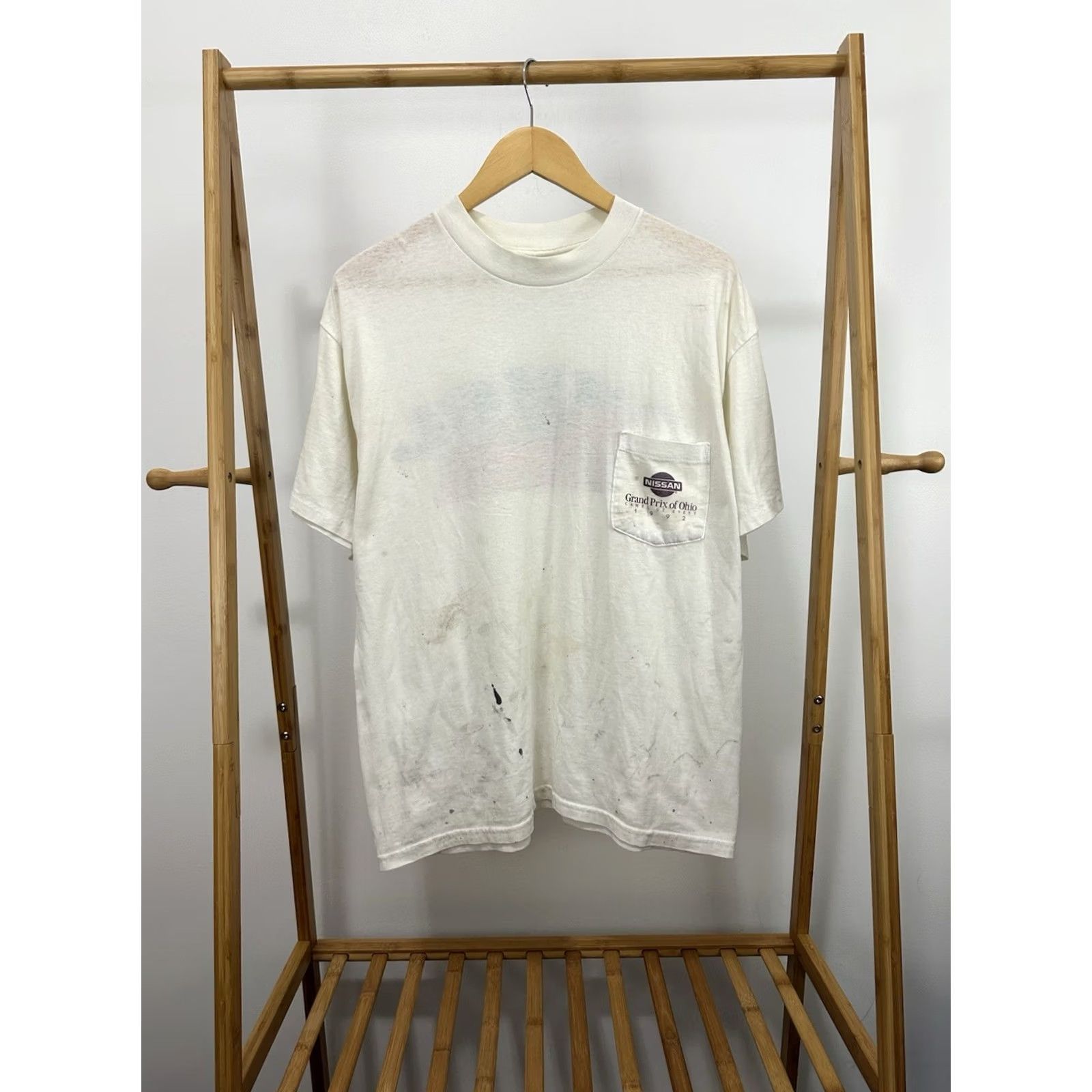 Camel VTG Camel F1 Nissan Grand Prix Ohio Pocket T-Shirt XL White Men Short Sleeve 90s Smoking Worn Paper Thin Vintage Size US XL / EU 56 / 4 - 2 Thumbnail
