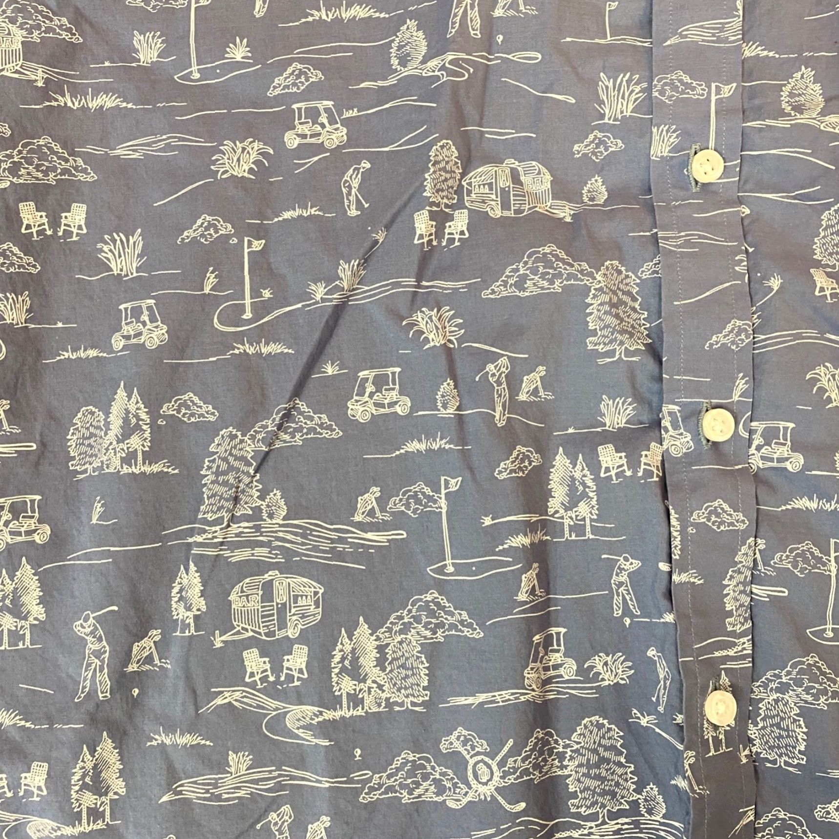 Vintage Criquet Shirt Mens XL Button-Down Camp Golf All Over Print Camper Short Sleeve Blue Cotton Lyocell Pocket Short Sleeve Casual Size US XL / EU 56 / 4 - 4 Thumbnail