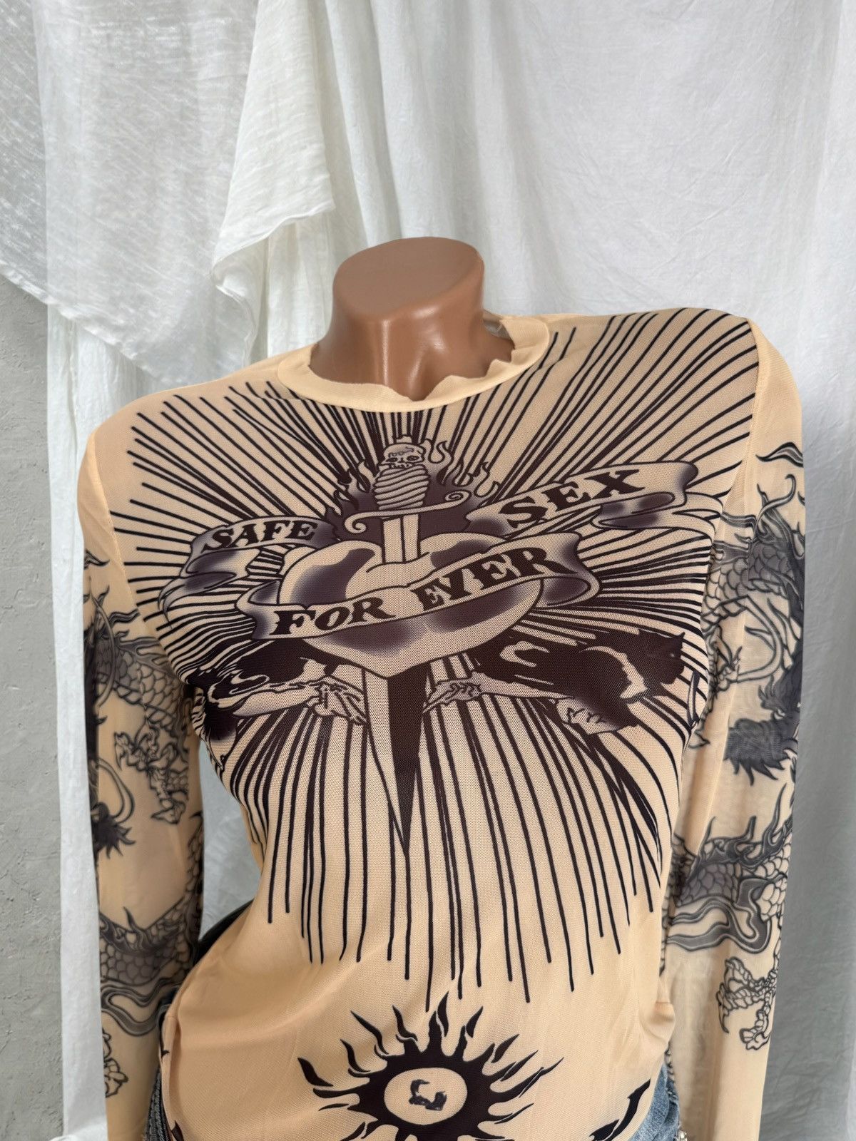 Japanese Brand Jean Paul Gaultier Style Mesh Long Sleeve Top Size S / US 4 / IT 40 - 2 Thumbnail