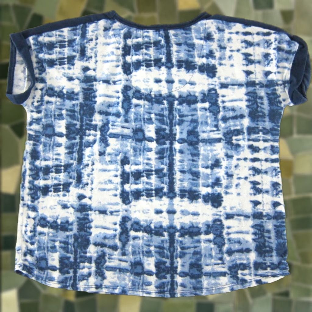 Lucky Brand Lucky Brand Blue White Tie Dye Cap Sleeve Tunic Blouse 2XL Womens Casual Summer Shirt Dressy? Size XXL / US 16-18 / IT 52-54 - 1 Thumbnail