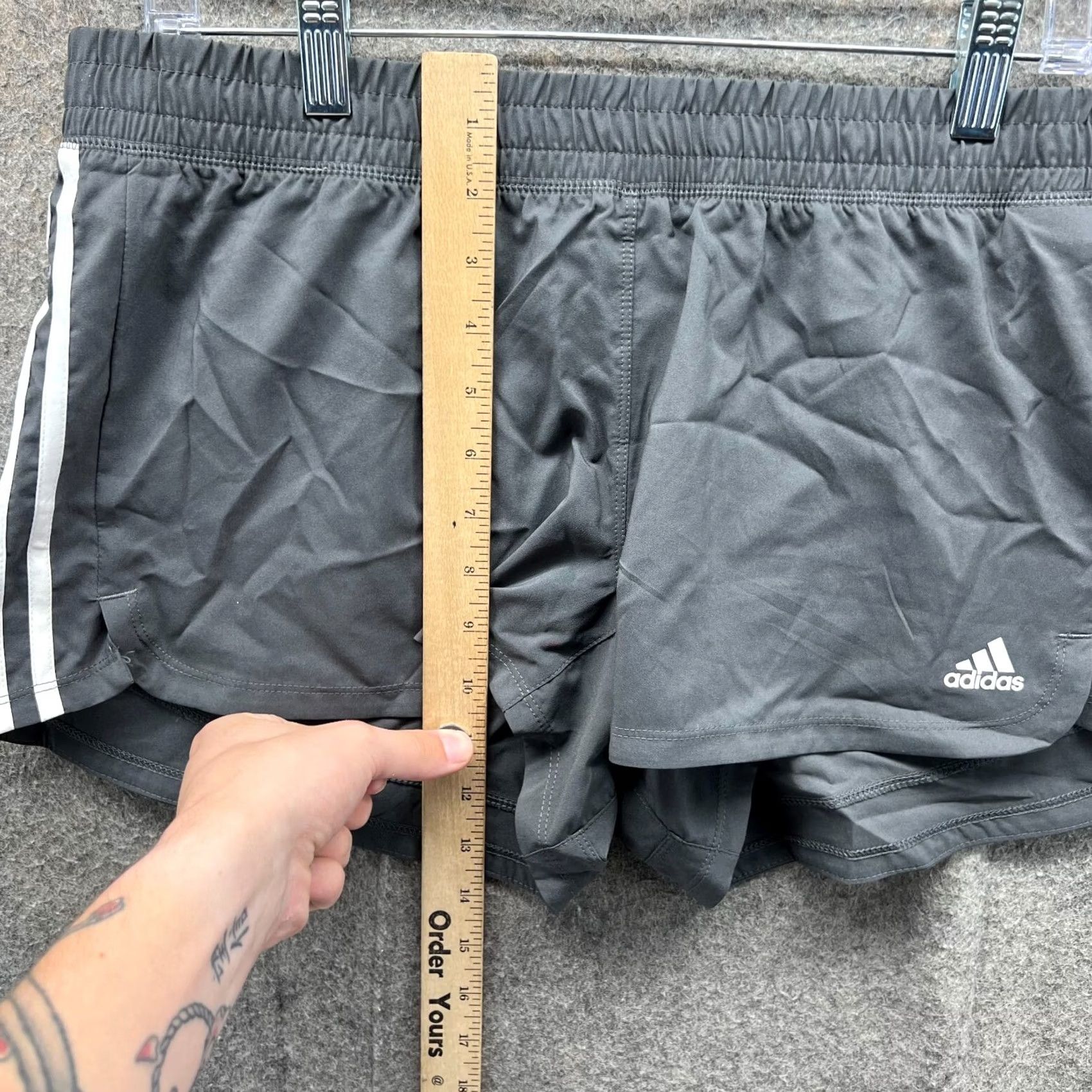 Adidas Adidas Shorts Women Large Gray Pacer 3-Stripes Woven Primegreen Running Gym Regular Feminine Athletic Shorts Womens Gray Size 36" / US 14 / IT 50 - 4 Thumbnail
