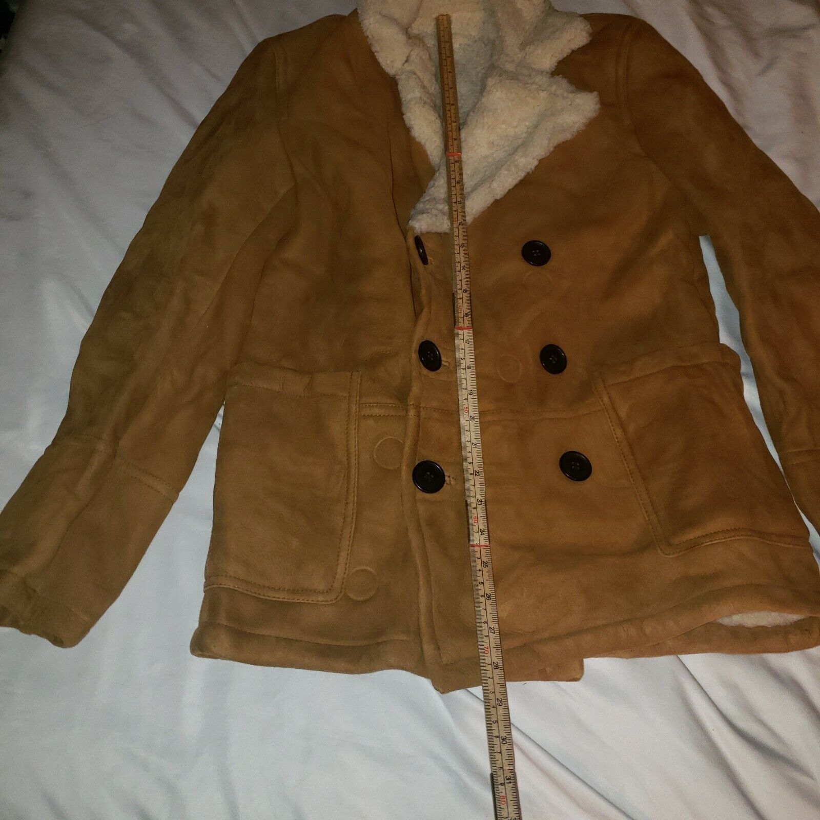 Sandro SANDRO Paris Mens Double Breasted Shearling Sheepskin Coat Size US S / EU 44-46 / 1 - 3 Thumbnail