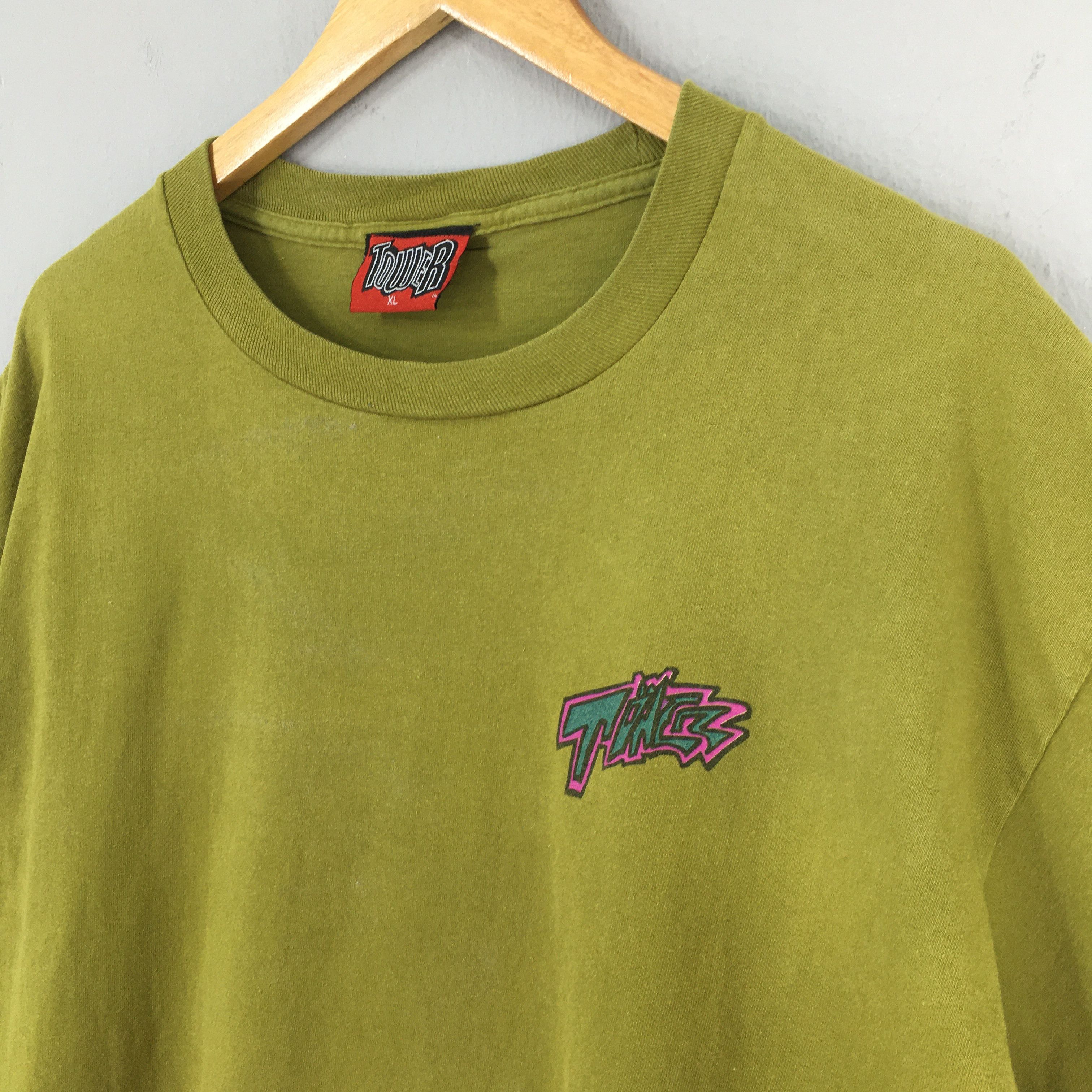 Vintage Vintage 90's Tower Records Green Tshirt XLarge Size US XL / EU 56 / 4 - 5 Thumbnail