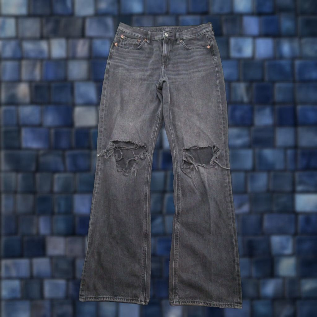 American Eagle Outfitters VINTAGE American Eagle 90's Bootcut Black Distressed Stretch Denim Jeans Size 6 Regular Women Bootcut Jeans Womens 90s Black Distressed Stretch Denim Size 28" / US 6 / IT 42 - 1 Thumbnail