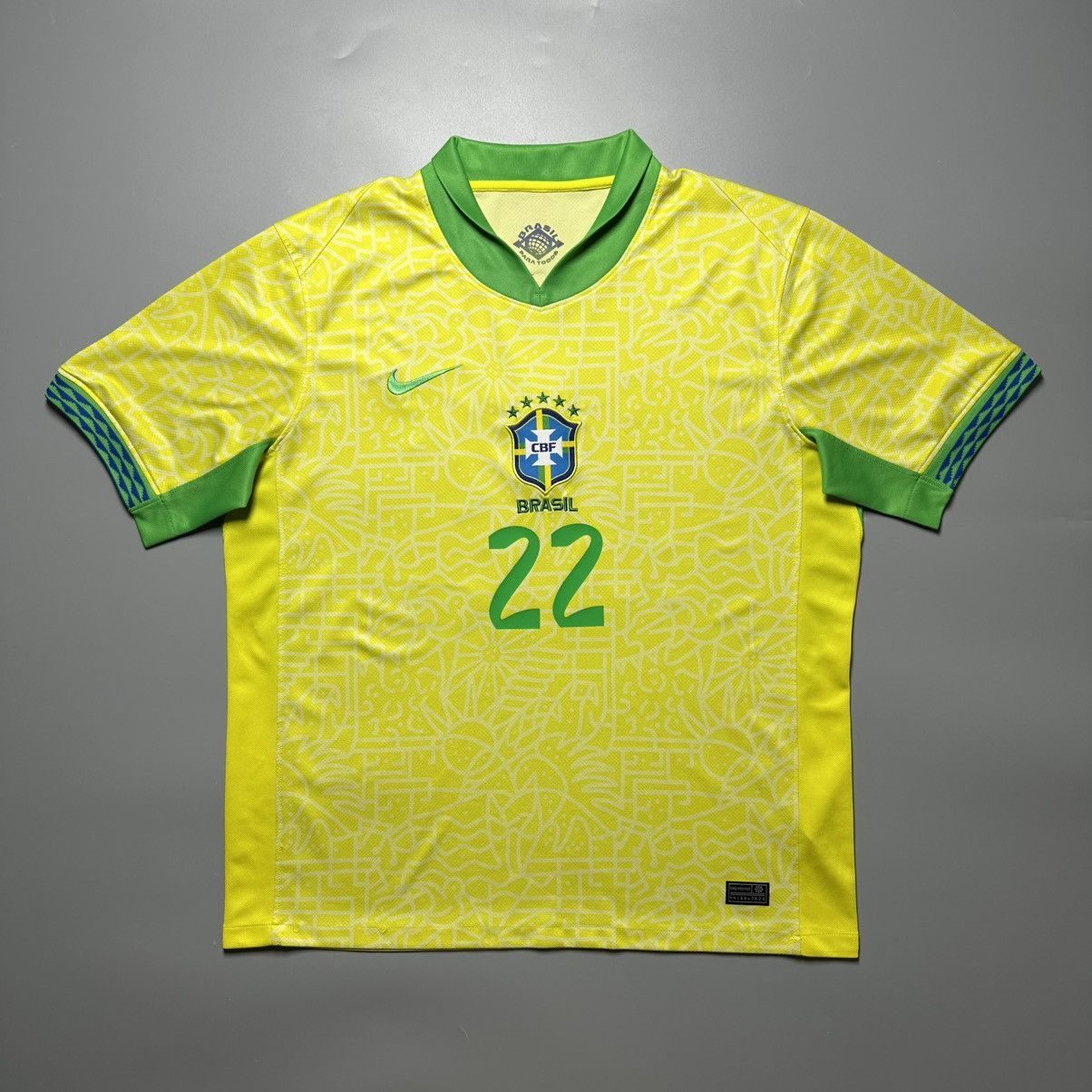 Nike BRAZIL NIKE 2022 WORLD CUP FOOTBALL HOME JERSEY #22 ESTEVAO Size US XXL / EU 58 / 5 - 2 Thumbnail