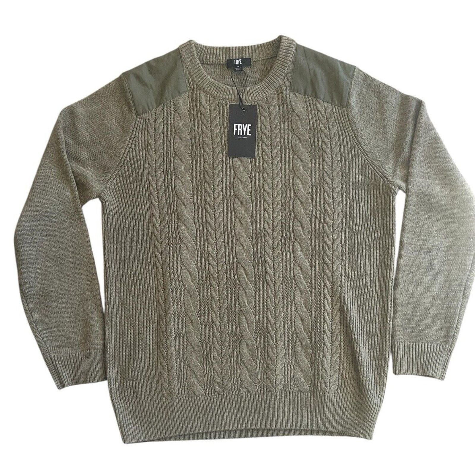 Frye Frye Men’s Olive Green Sweater Cable Knit Size Medium NWT Size US M / EU 48-50 / 2 - 1 Thumbnail
