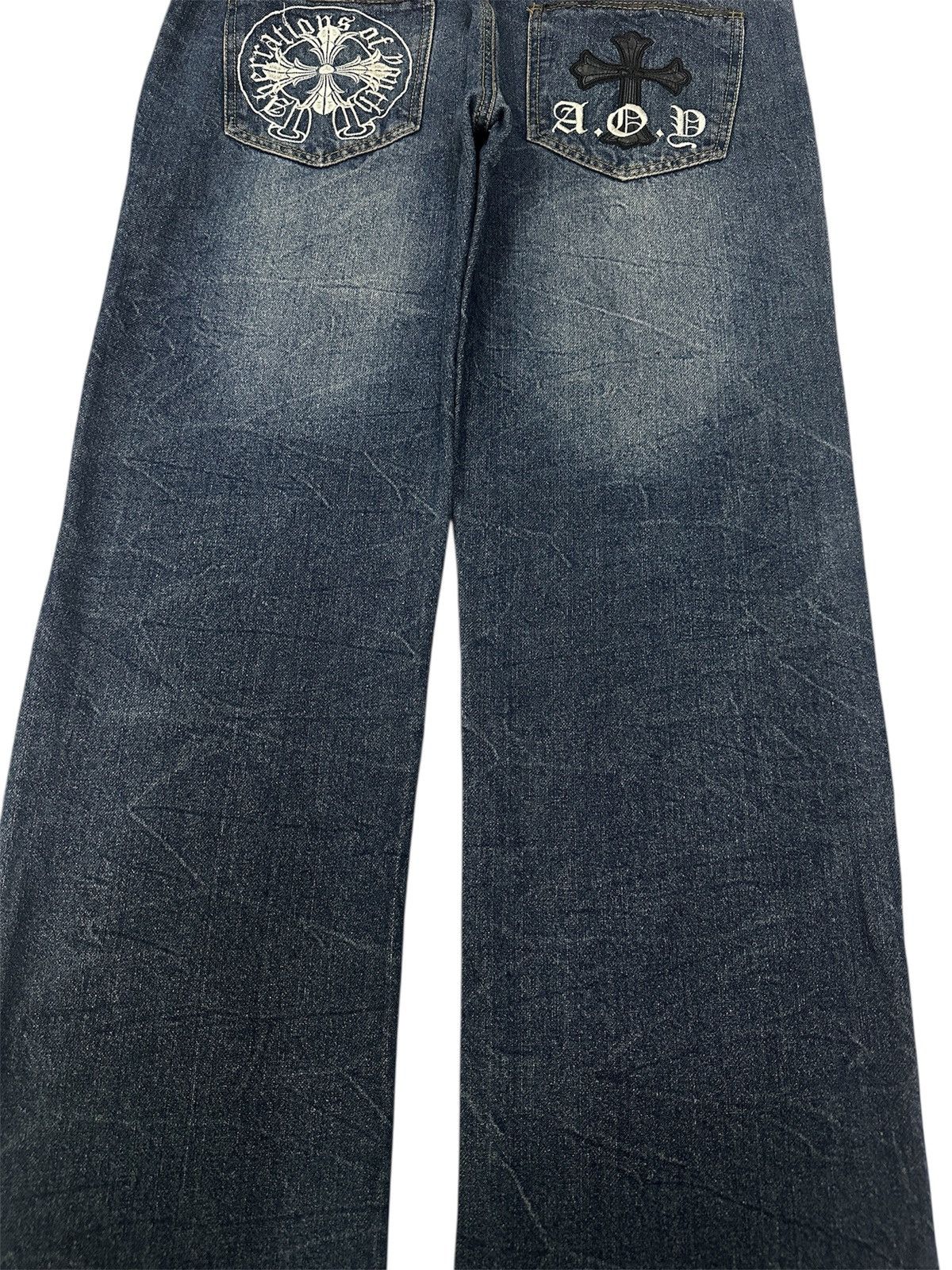 Beauty Beast × Japanese Brand A.O.Y ABERRATIONS OF YOUTH Big Cross Zipped Jeans Size US 34 / EU 50 - 5 Thumbnail