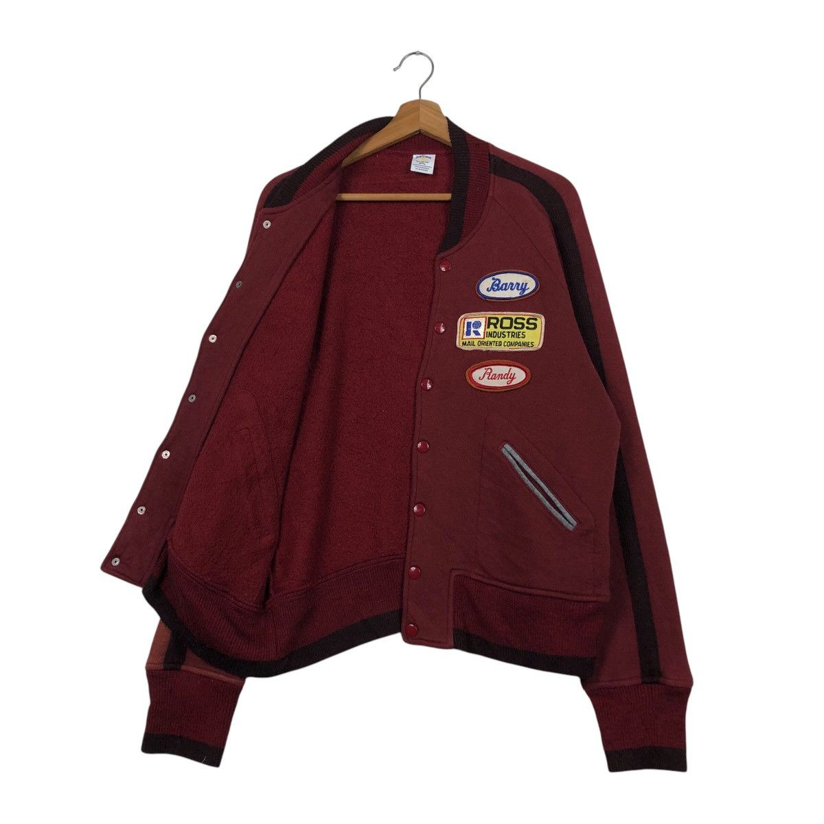 Japanese Brand Vintage Sportswear Patch Varsity Jacket Deep Burgundy Raglan Size US S / EU 44-46 / 1 - 12 Thumbnail
