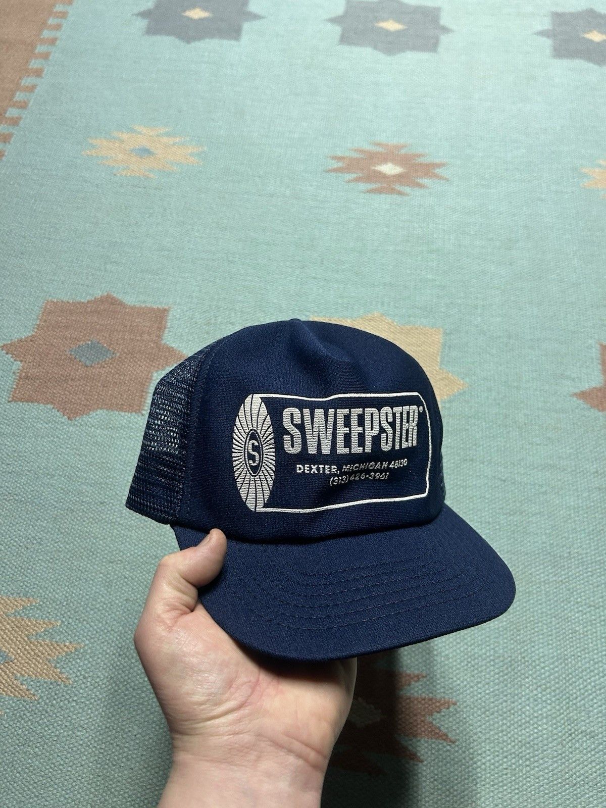 Vintage 80s trucker hat Sweepster Dexter Michigan rotary made USA Size ONE SIZE - 1 Thumbnail