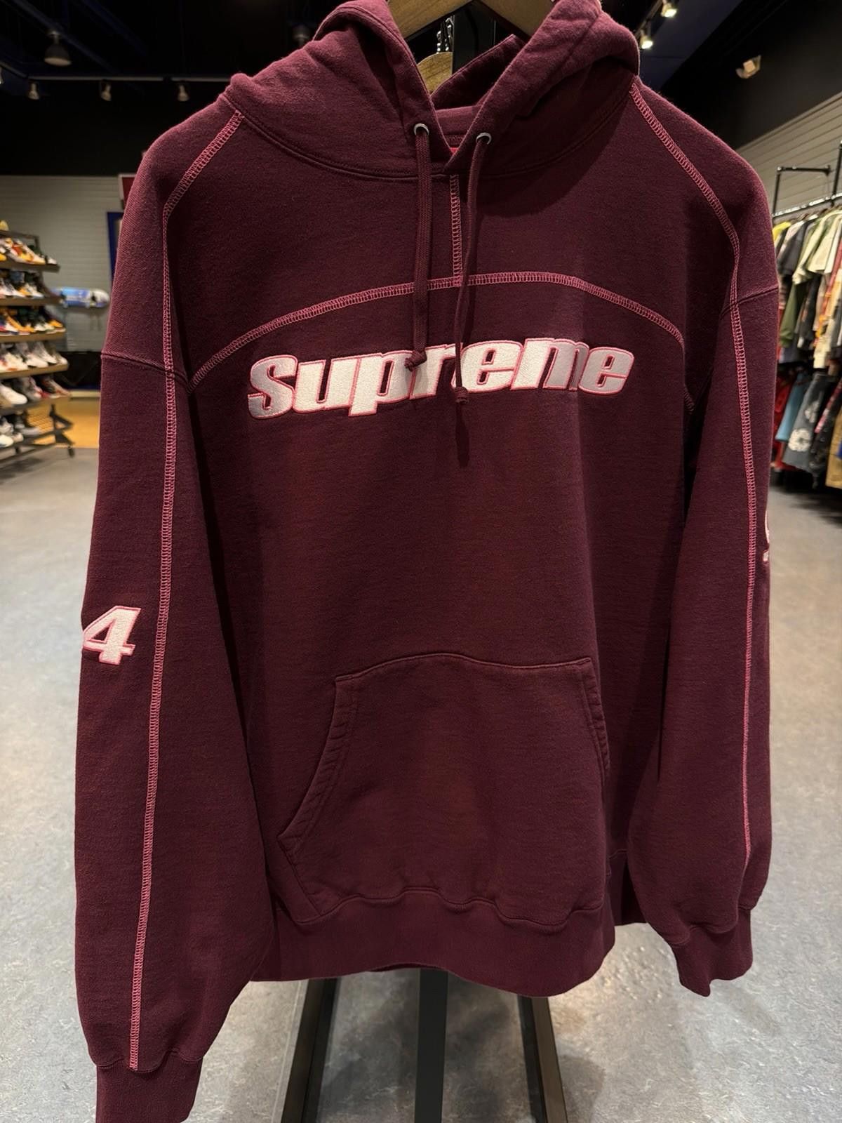 Supreme Size Large Supreme Overlock Hooded Sweatshirt Burgundy NEW Size US L / EU 52-54 / 3 - 2 Thumbnail
