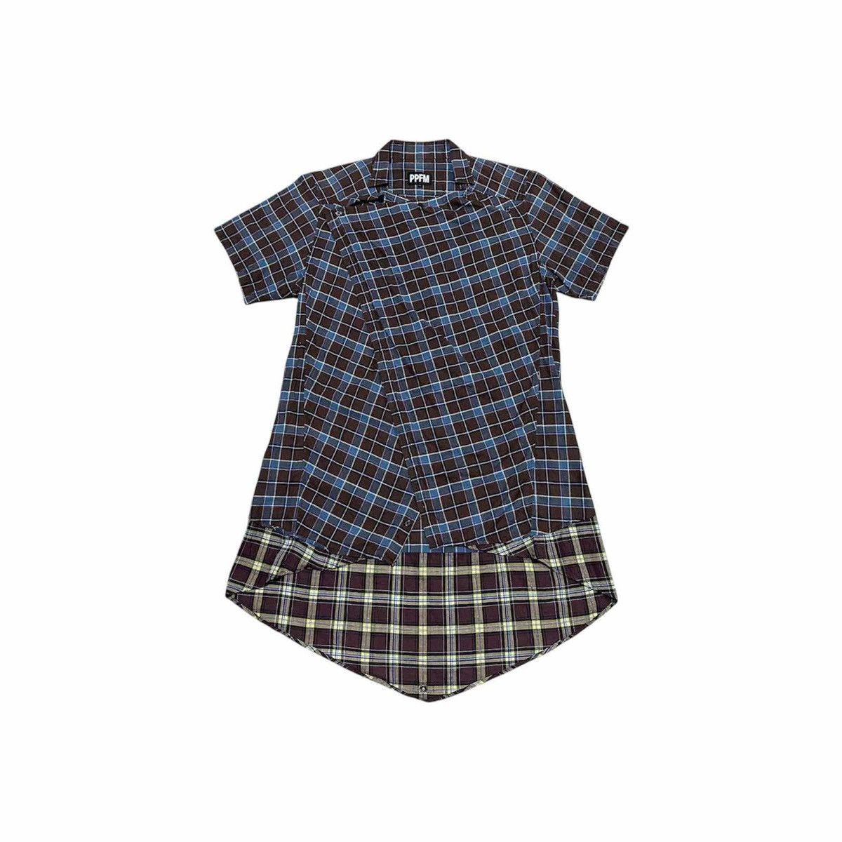 PPFM 🔥Sick Y2K PPFM Draped Asymmetric Flannel Shirt Size US L / EU 52-54 / 3 - 8 Thumbnail