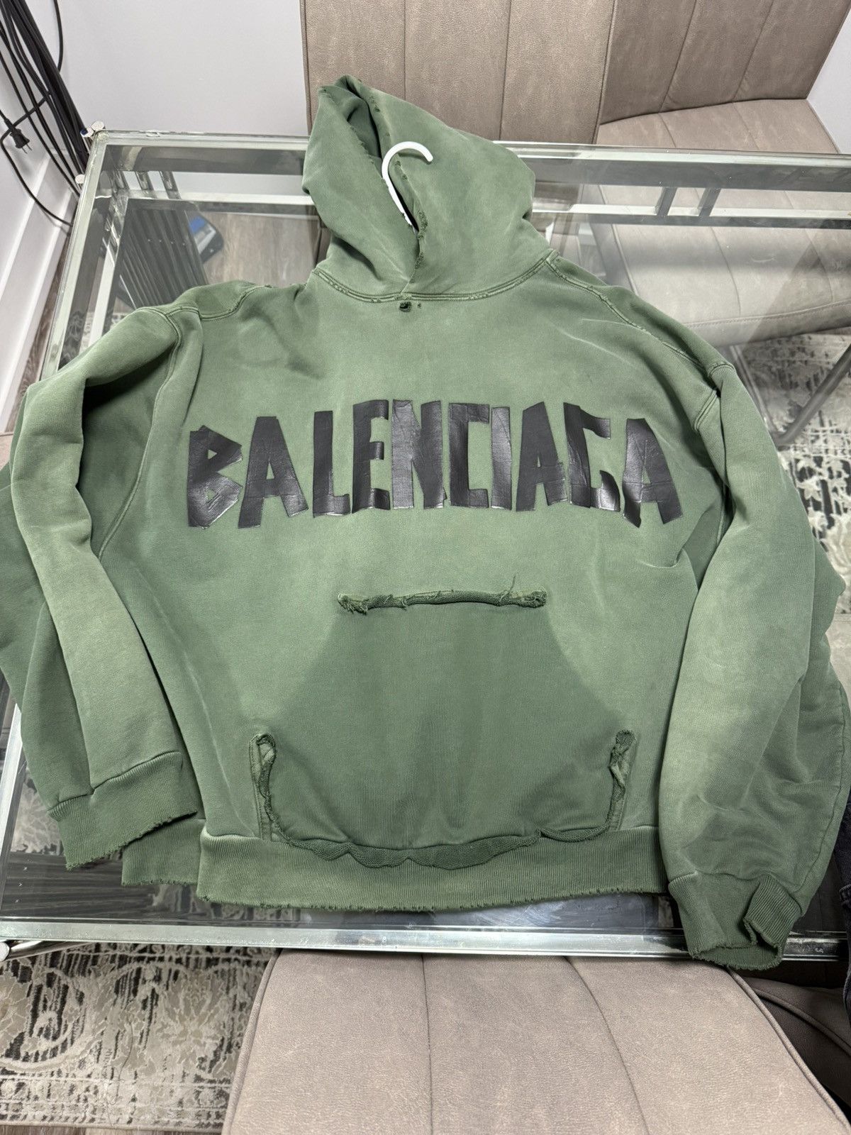 Green balenciaga retailer hoodie