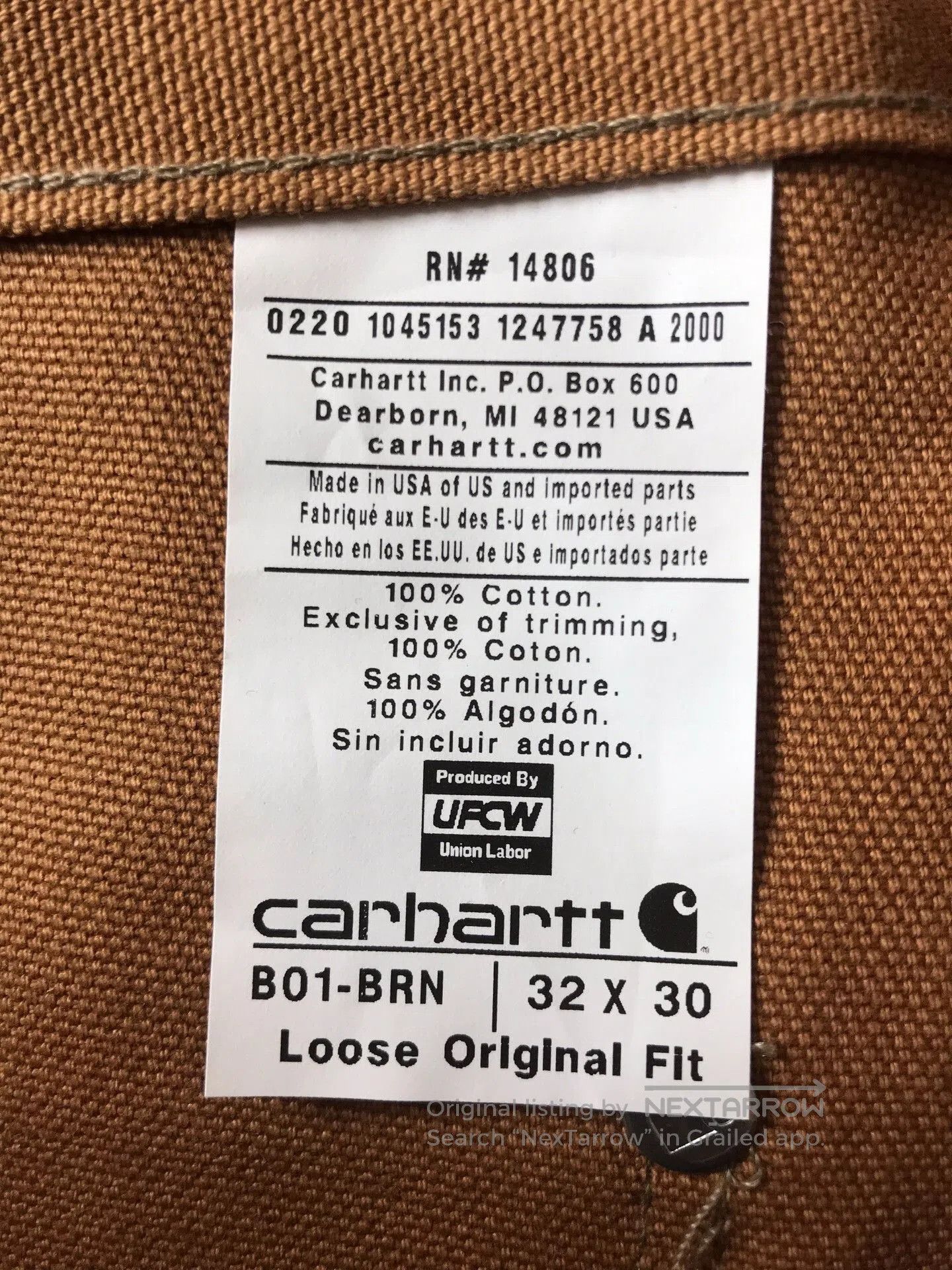 Carhartt Carhartt B01 BRN Canvas Double Knee Pants. Size US 32 / EU 48 - 9 Thumbnail
