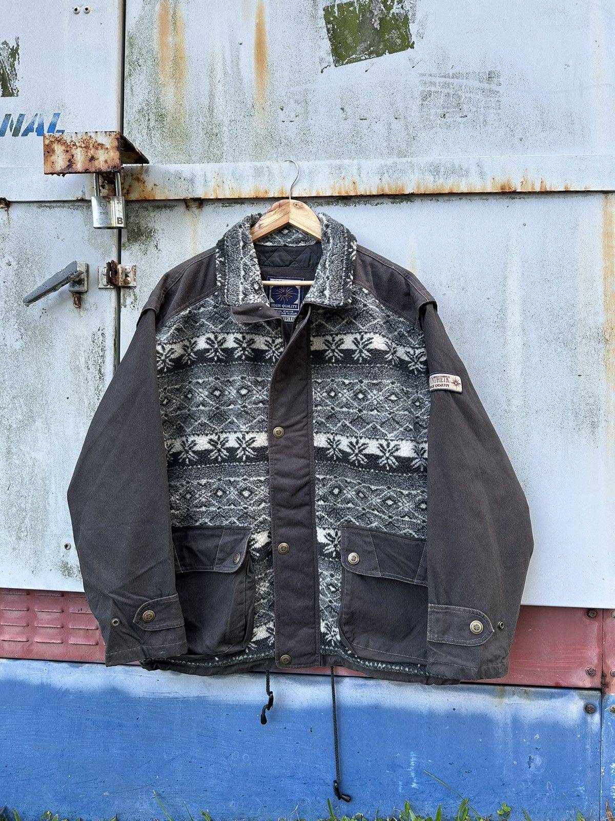 Vintage 👹Vintage SYNTHETIC BEAUTIFUL FLEECE UTILITY JACKET Size US XL / EU 56 / 4 - 1 Thumbnail