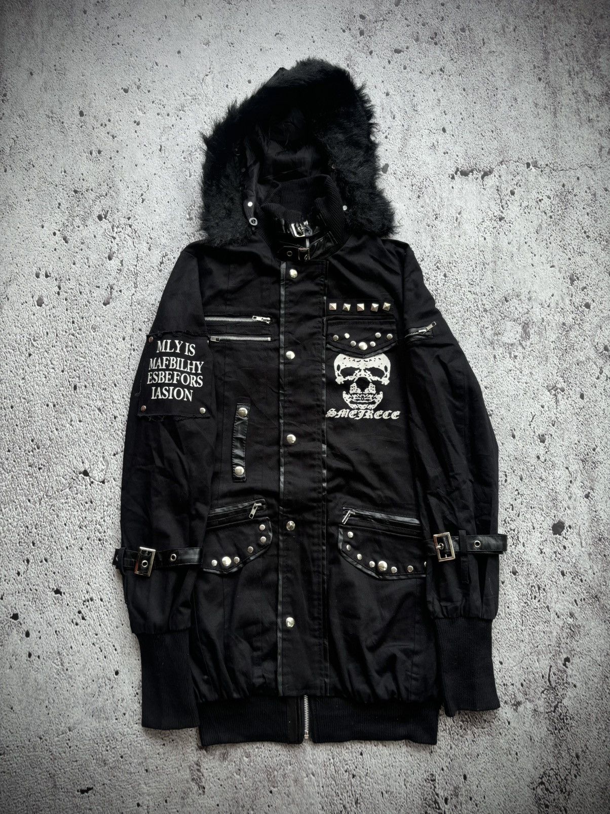 Le Grande Bleu (L.G.B.) Addictrap studded skull LGB punk style fur jacket Size US L / EU 52-54 / 3 - 1 Thumbnail