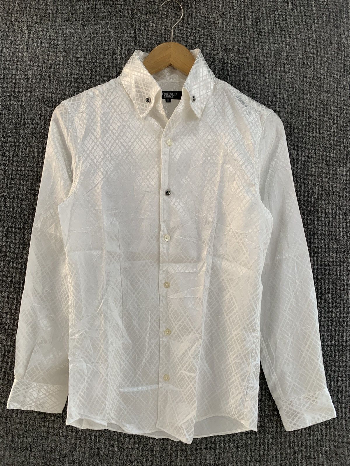 Tornado Mart Tornado Mark White Button Shirt Silk Silky Size M / US 6-8 / IT 42-44 - 2 Thumbnail