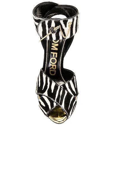 Tom Ford o1loc1c0924 W3329 Hi Heel Sandals in Black White Size US 11 / IT 41 - 3 Thumbnail