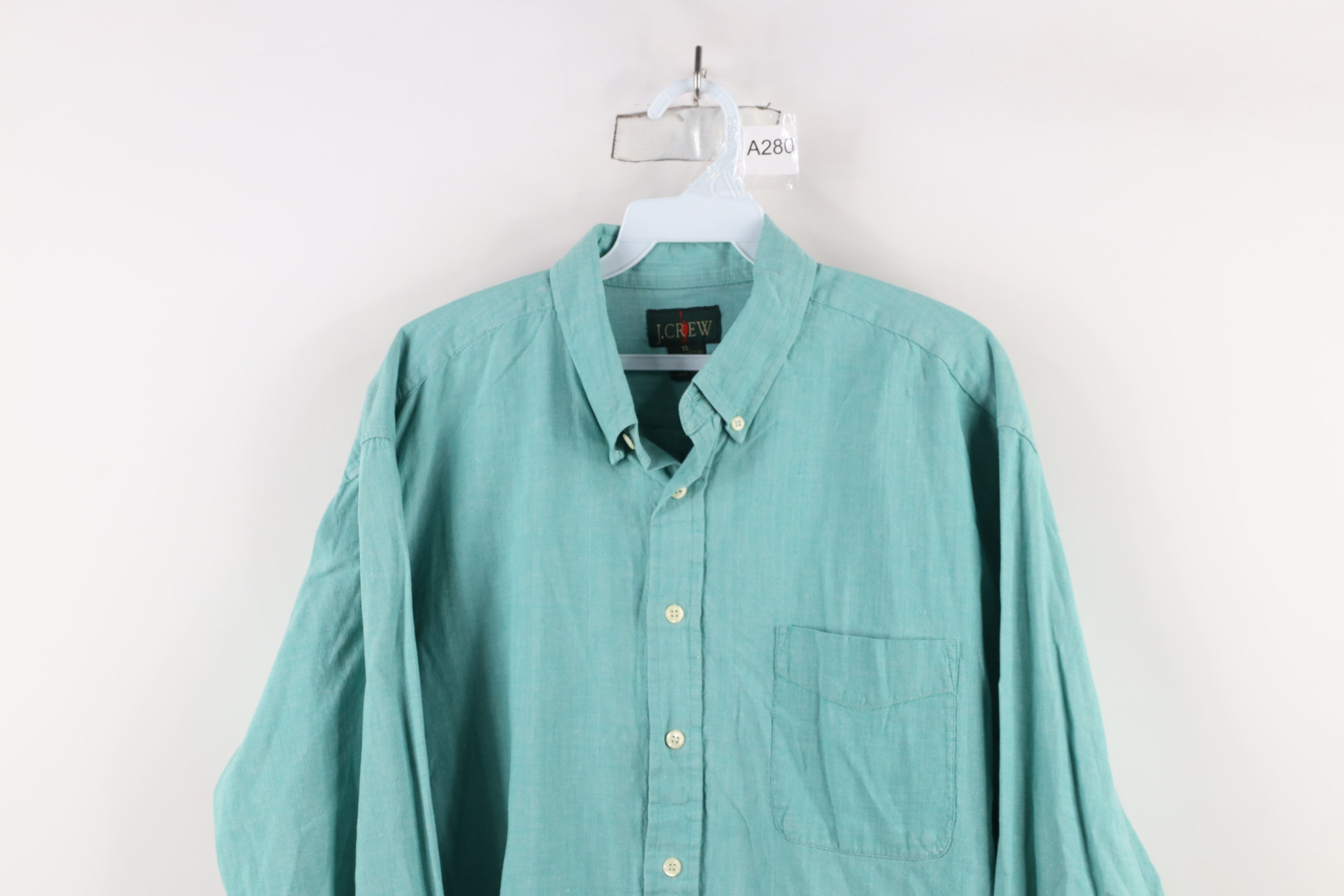 J.Crew × Vintage Vintage 90s J Crew Chambray Button Down Shirt Green Cotton Size US XL / EU 56 / 4 - 2 Thumbnail