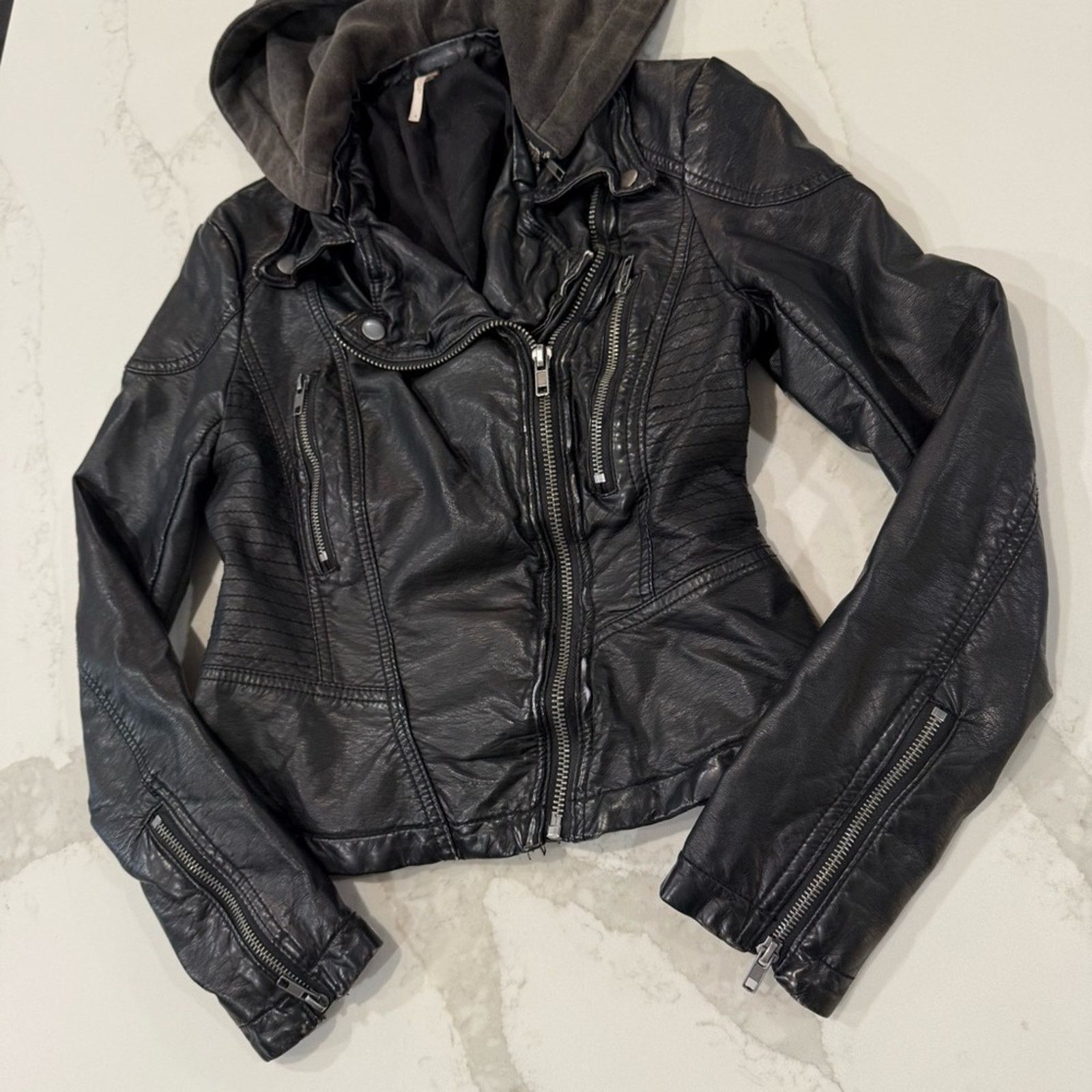 Free People Free People Vegan Leather Asymmetrical Moto Jacket Women's 0 Size XS / US 0-2 / IT 36-38 - 4 Thumbnail