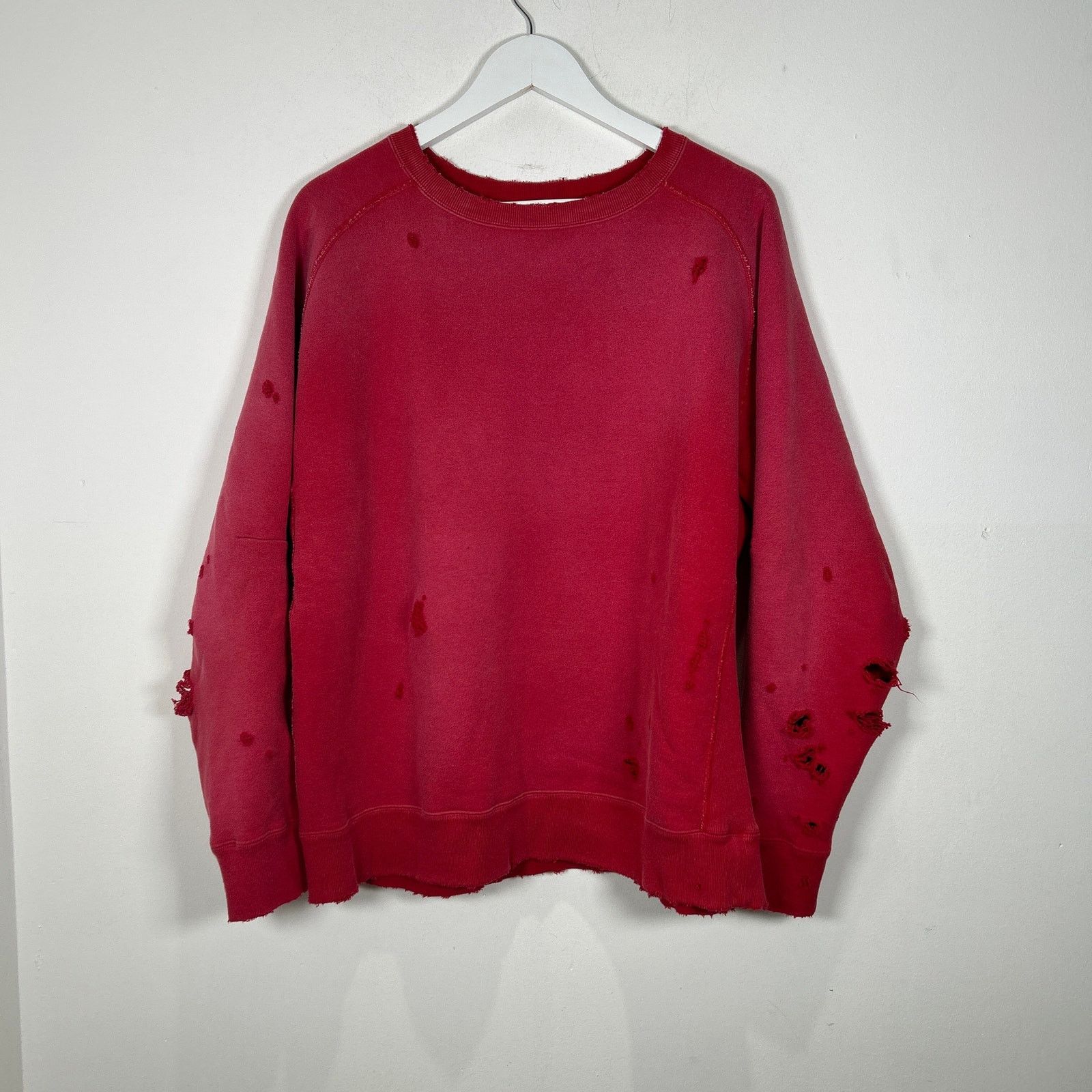 Needles Needles Distressed Red Crewneck Sweater Size L Size US L / EU 52-54 / 3 - 1 Thumbnail