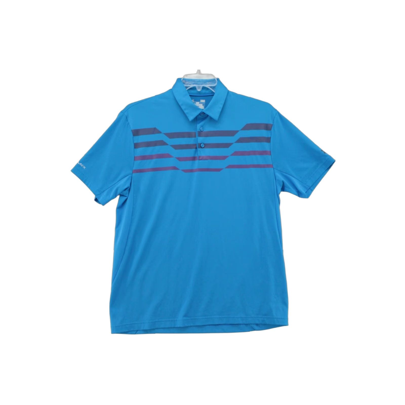 Under Armour VINTAGE Under Armour Golf Polo Mens Large Blue Striped HeatGear ColdBlack Athletic Shirt Size US L / EU 52-54 / 3 - 1 Thumbnail