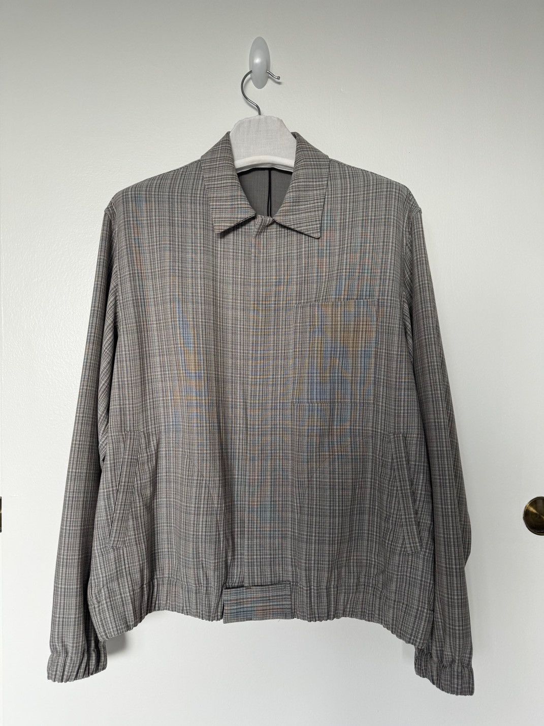 image of Auralee Wool Doubleface Blouson 5 (L/xl) in Plaid, Men's