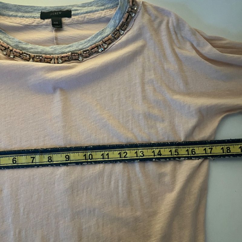 J.Crew J. Crew Blush Pink T-Shirt Gray Embellished Neckline XXS Size XXS / US 00 / IT 34 - 7 Thumbnail