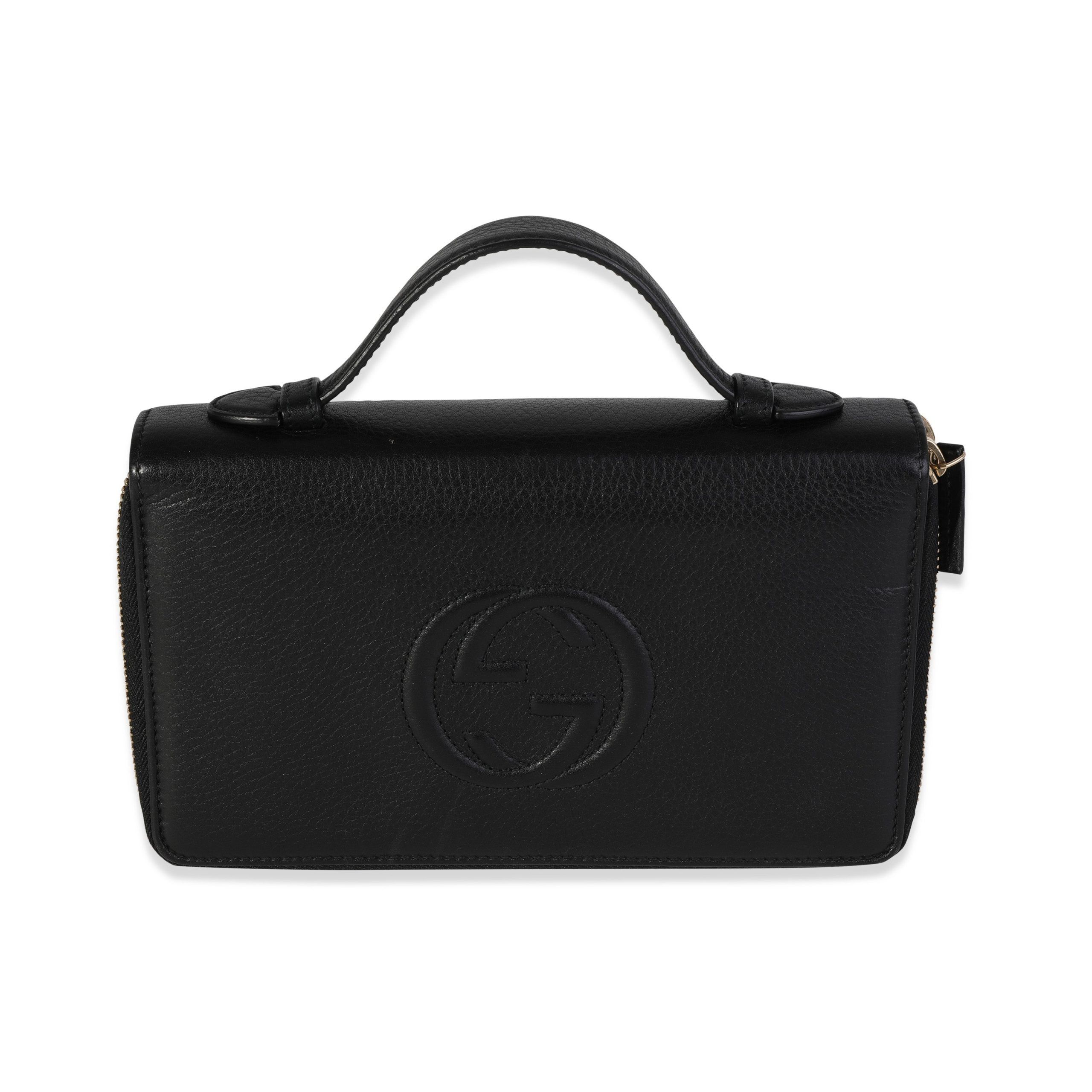 Gucci Gucci Black Pebbled Calfskin Soho Travel Document Case Size ONE SIZE - 1 Thumbnail