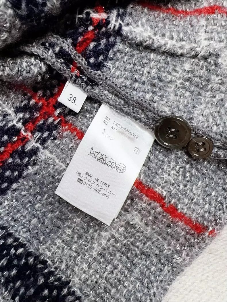 Thom Browne Thom Browne Gray knit jacket with red and blue checkered p Size XS / US 0-2 / IT 36-38 - 6 Thumbnail