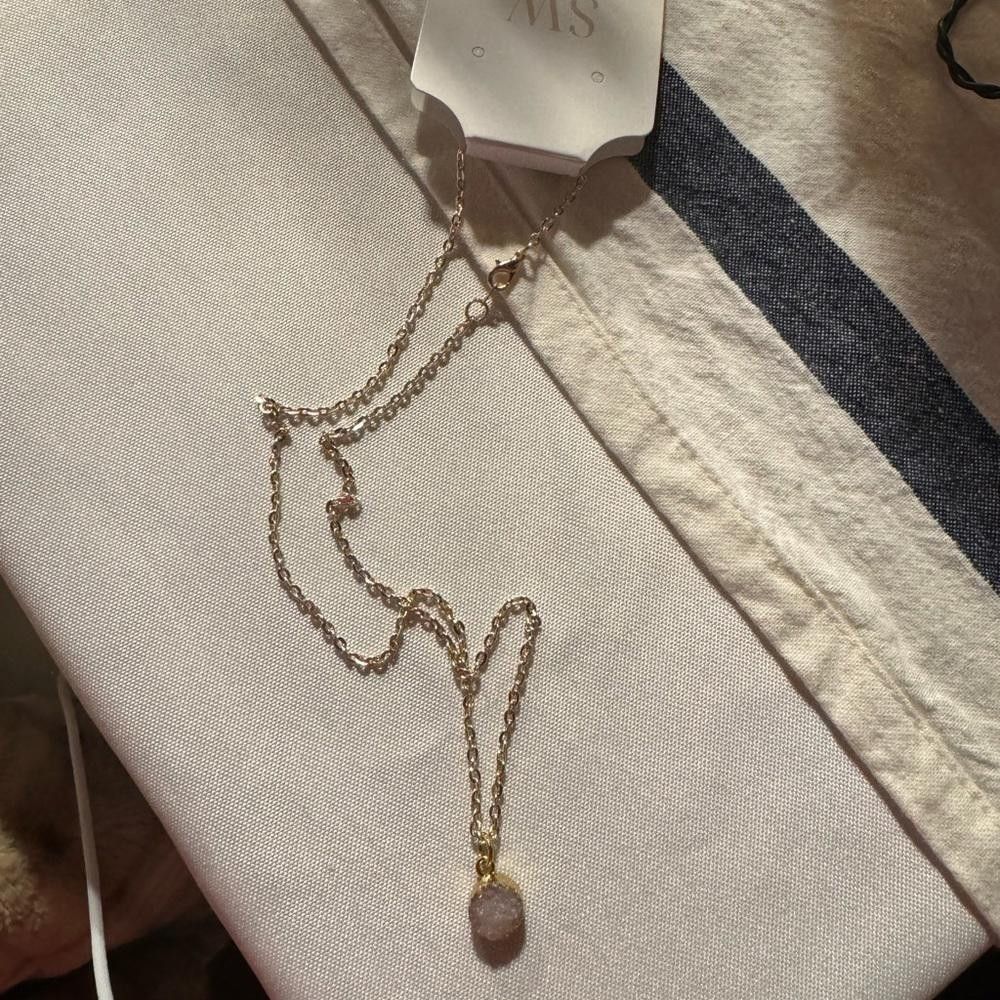 Designer Rose Gold quartz style stone necklace Size ONE SIZE - 3 Thumbnail
