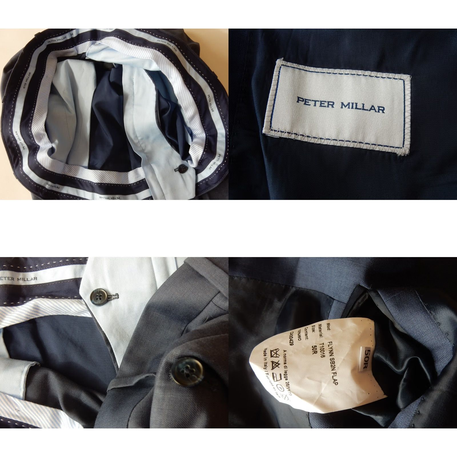 Peter Millar Peter Millar Suit 50R Regular Wool Wool 2 Piece Blue Men’s 44x29 Flynn Size 50R - 8 Thumbnail