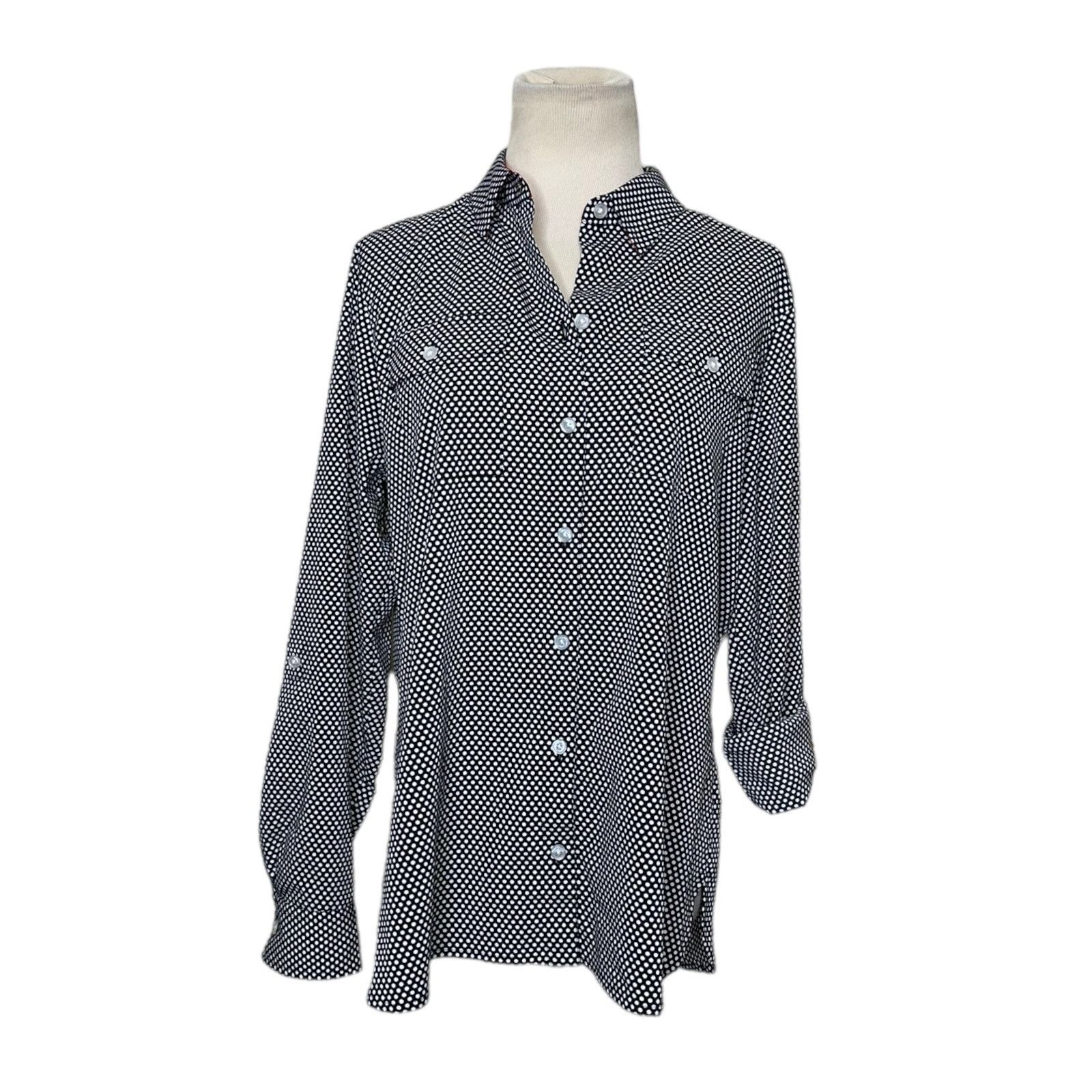 Jones New York Jones New York black white polka dots buttoned shirt size M Size M / US 6-8 / IT 42-44 - 6 Thumbnail