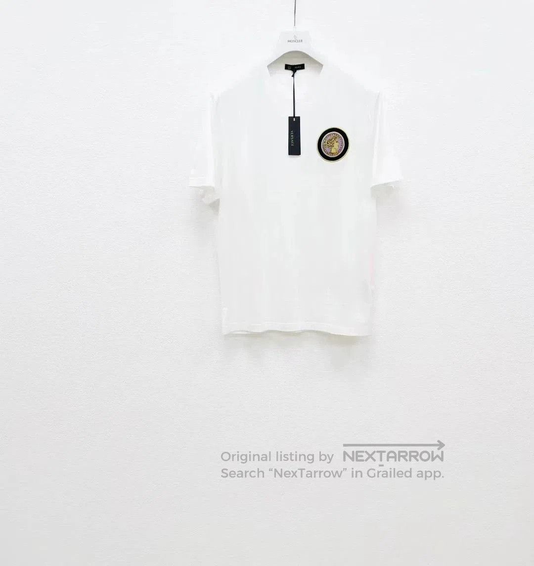 VERSACE Embroidered Cotton Short Sleeve T-shirt.