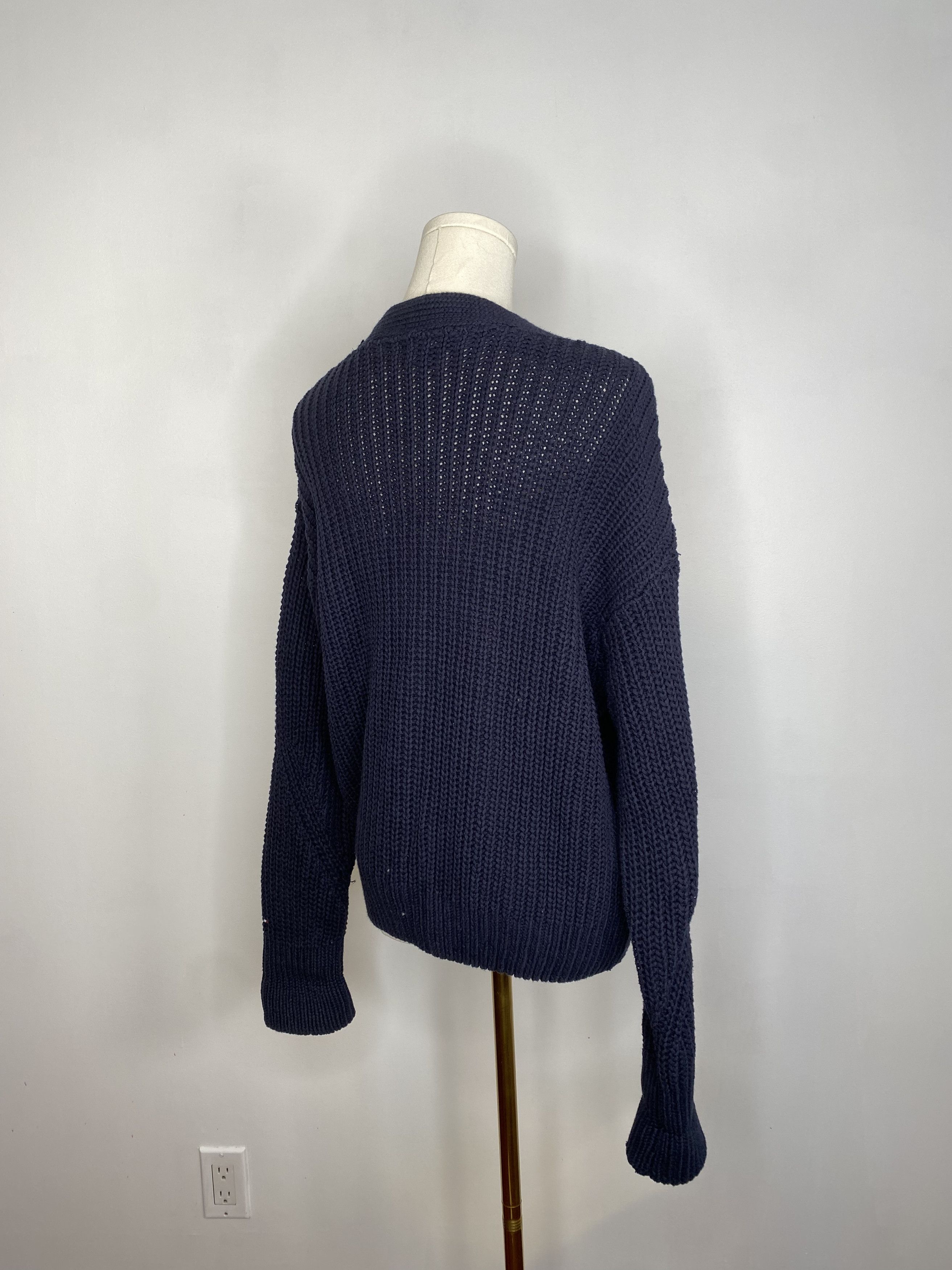 Tommy Hilfiger Tommy Hilfiger - Navy Blue Crochet Chunky Cardigan Size XS / US 0-2 / IT 36-38 - 6 Thumbnail