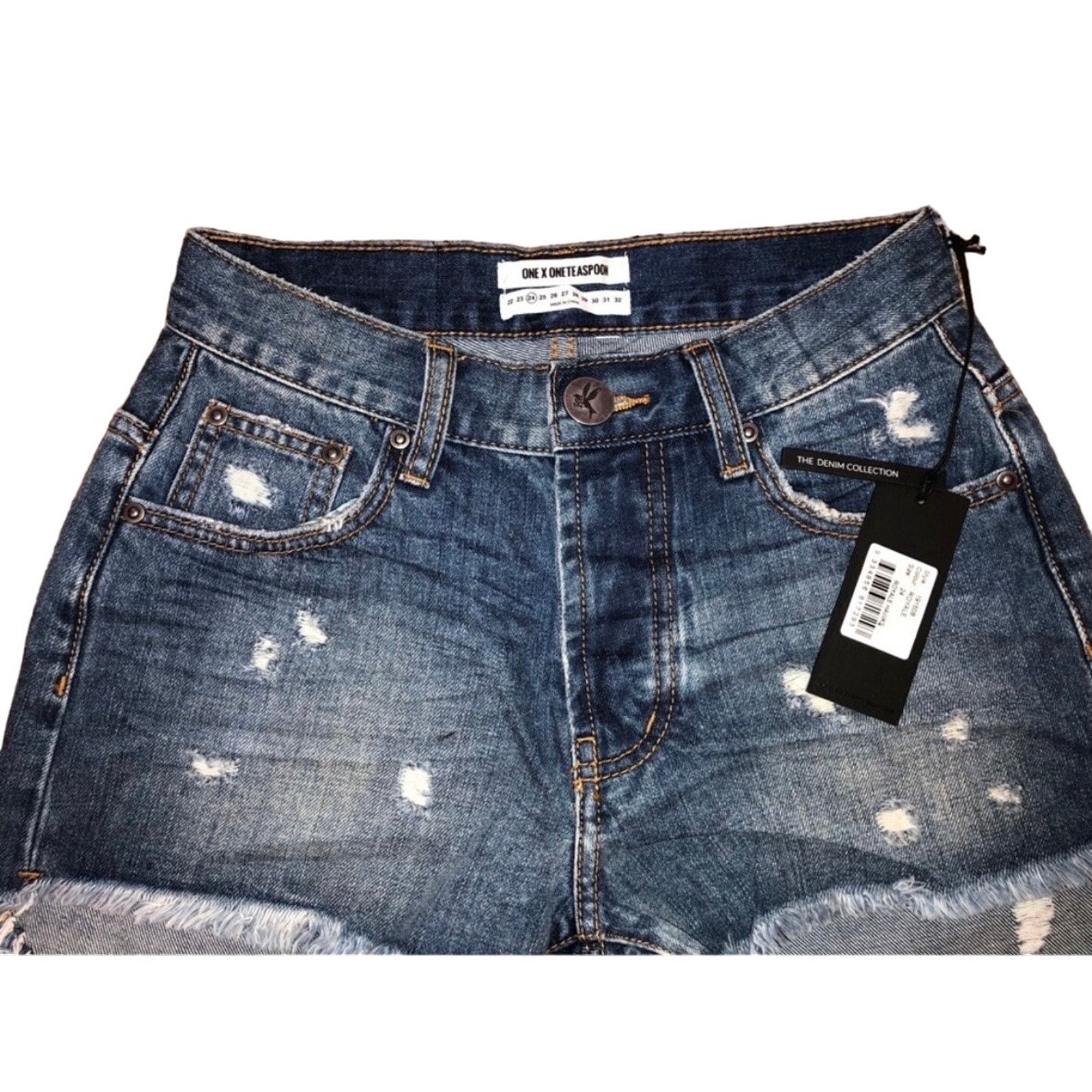 One Teaspoon NEW ONE TEASPOON Hawks Blue Raw Hem Denim Cutoffs Jean Short Size 24" / US 00 / IT 34 - 4 Thumbnail
