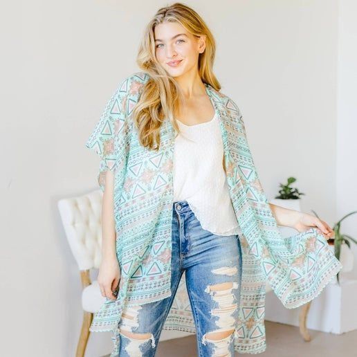 Other Bohemian Tribal Print Kimono Wrap Scarf Shawl Size ONE SIZE - 1 Thumbnail